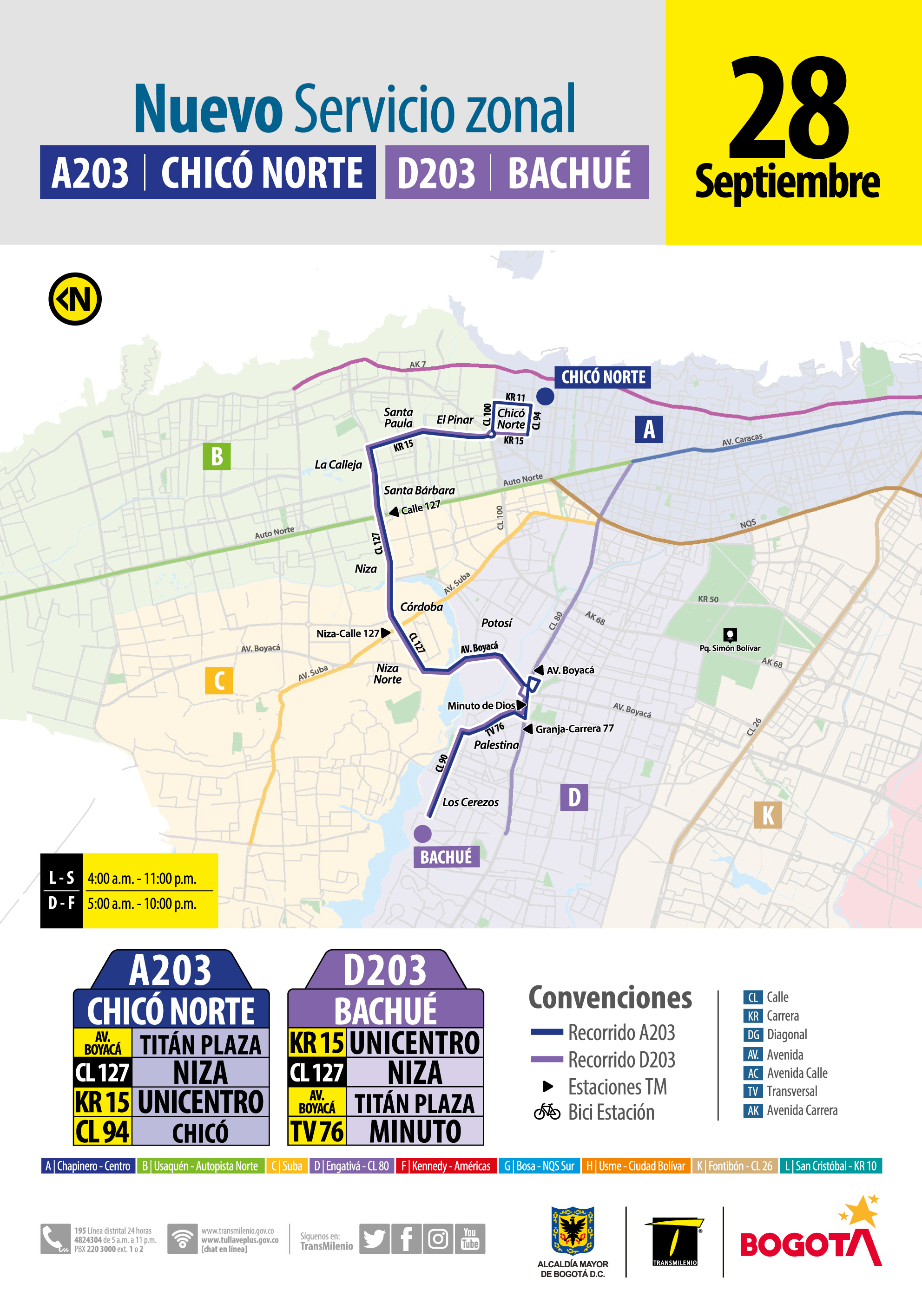 Recorrido de la ruta A203 D203
