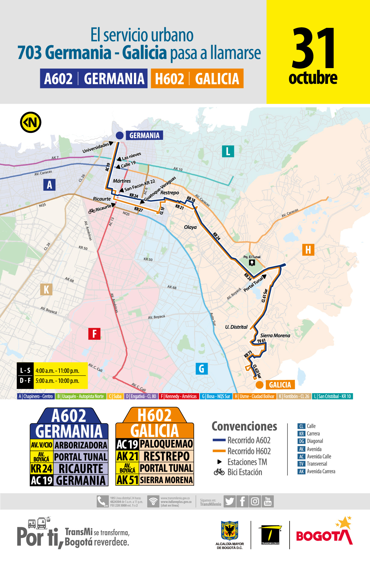 Recorrido de la ruta H602-A602