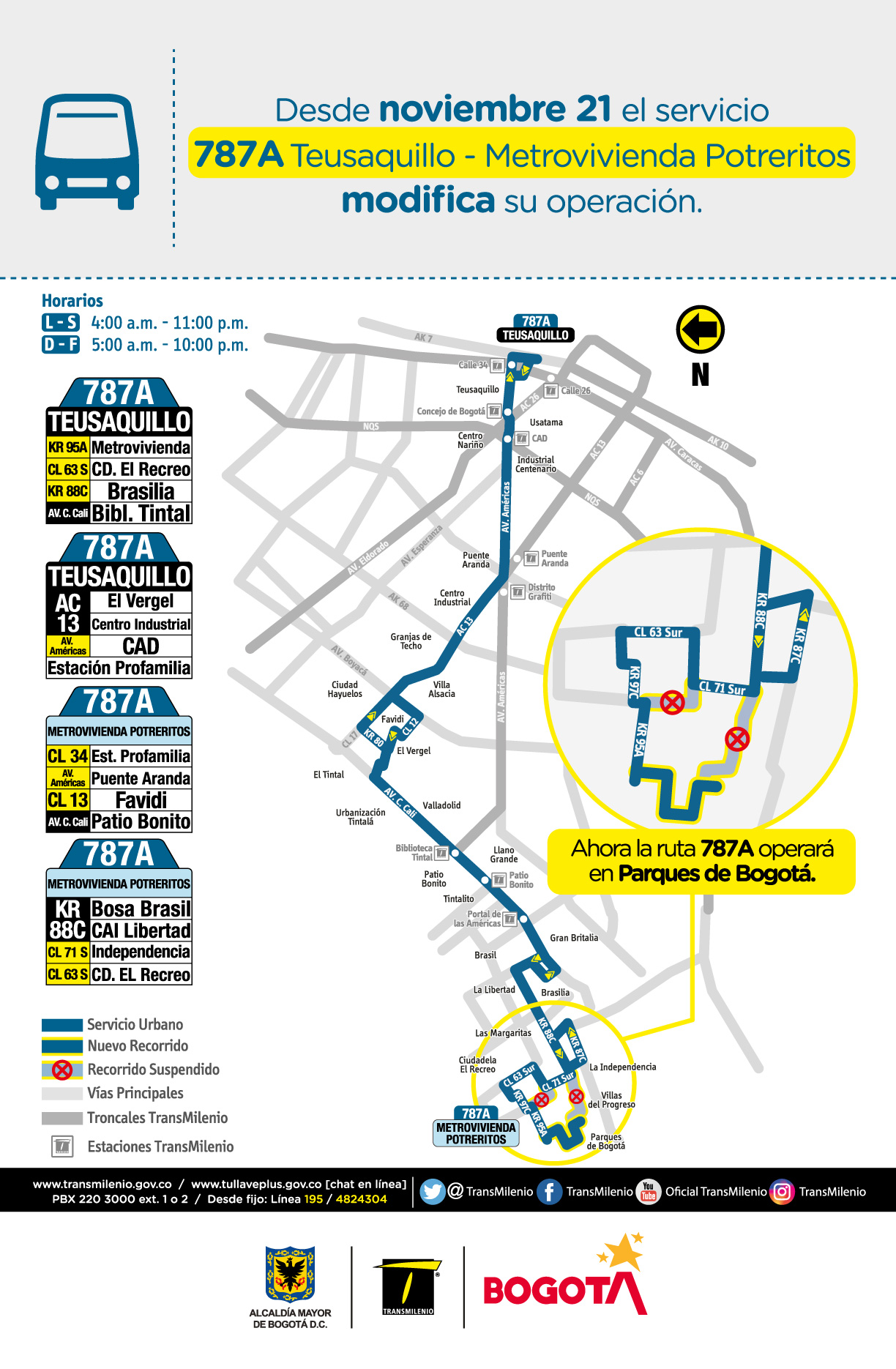 787A Teusaquillos - Metrovivienda Potreritos modifica su operación