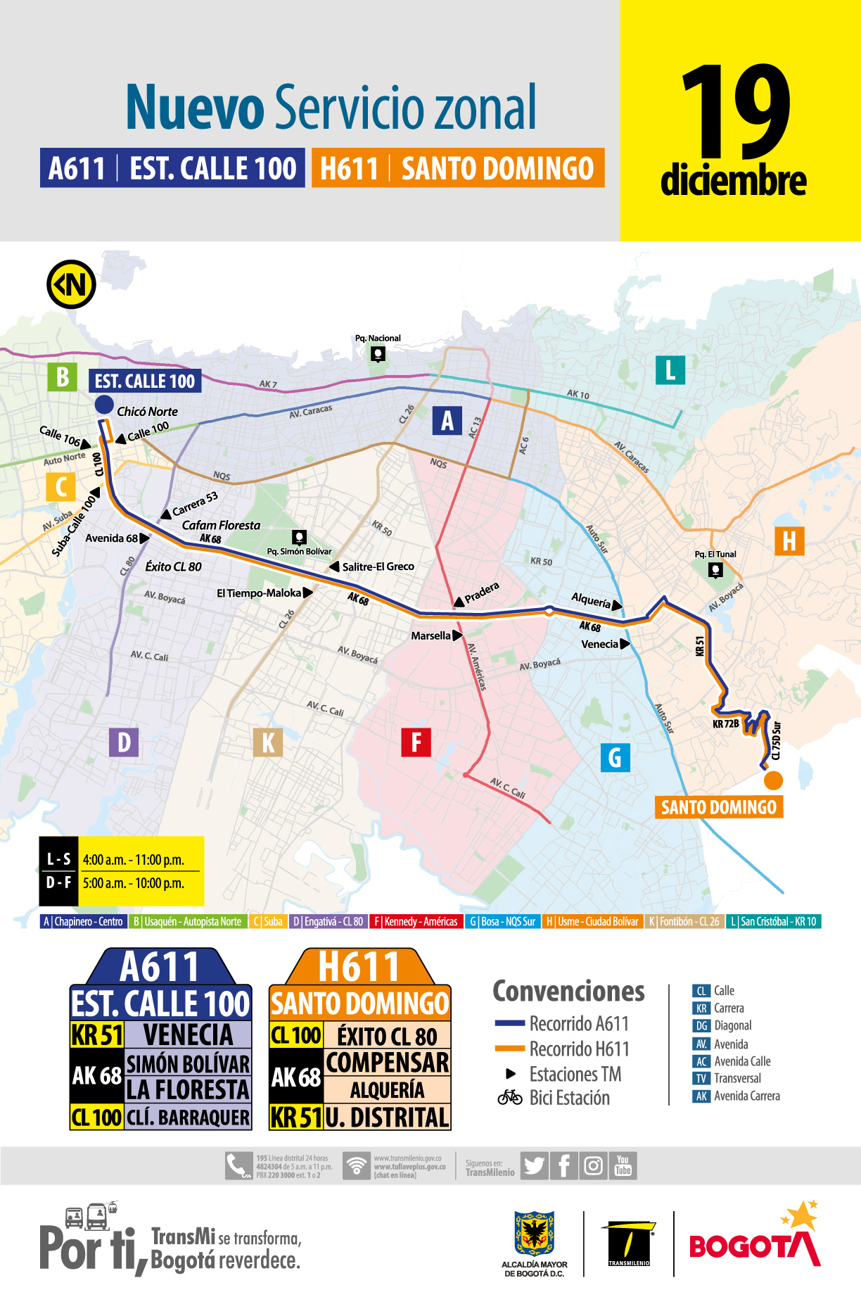 A611 Estación Calle 100 - H611 Santo Domingo