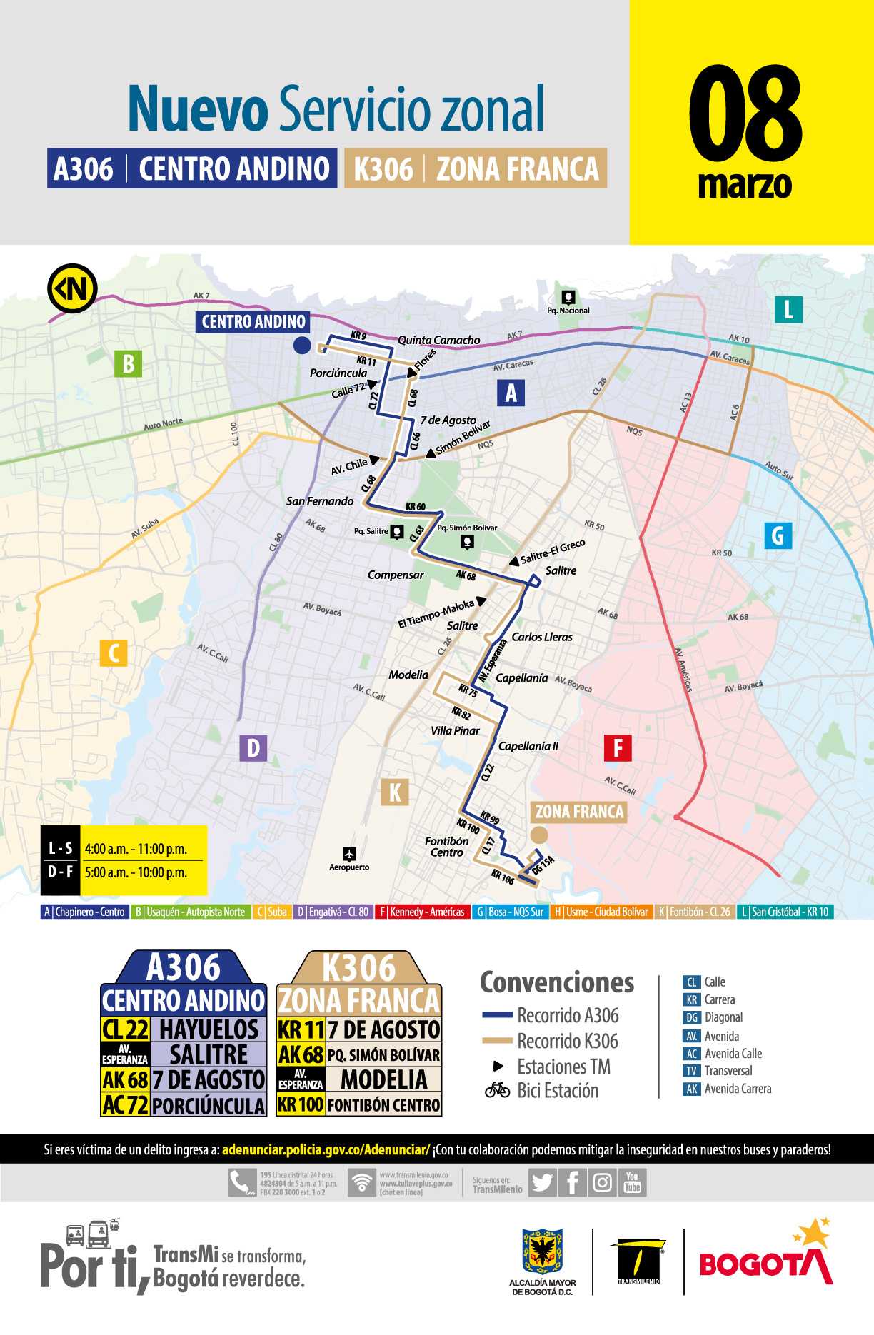 Mapa ruta A306 Centro Andino - K306 Zona Franca