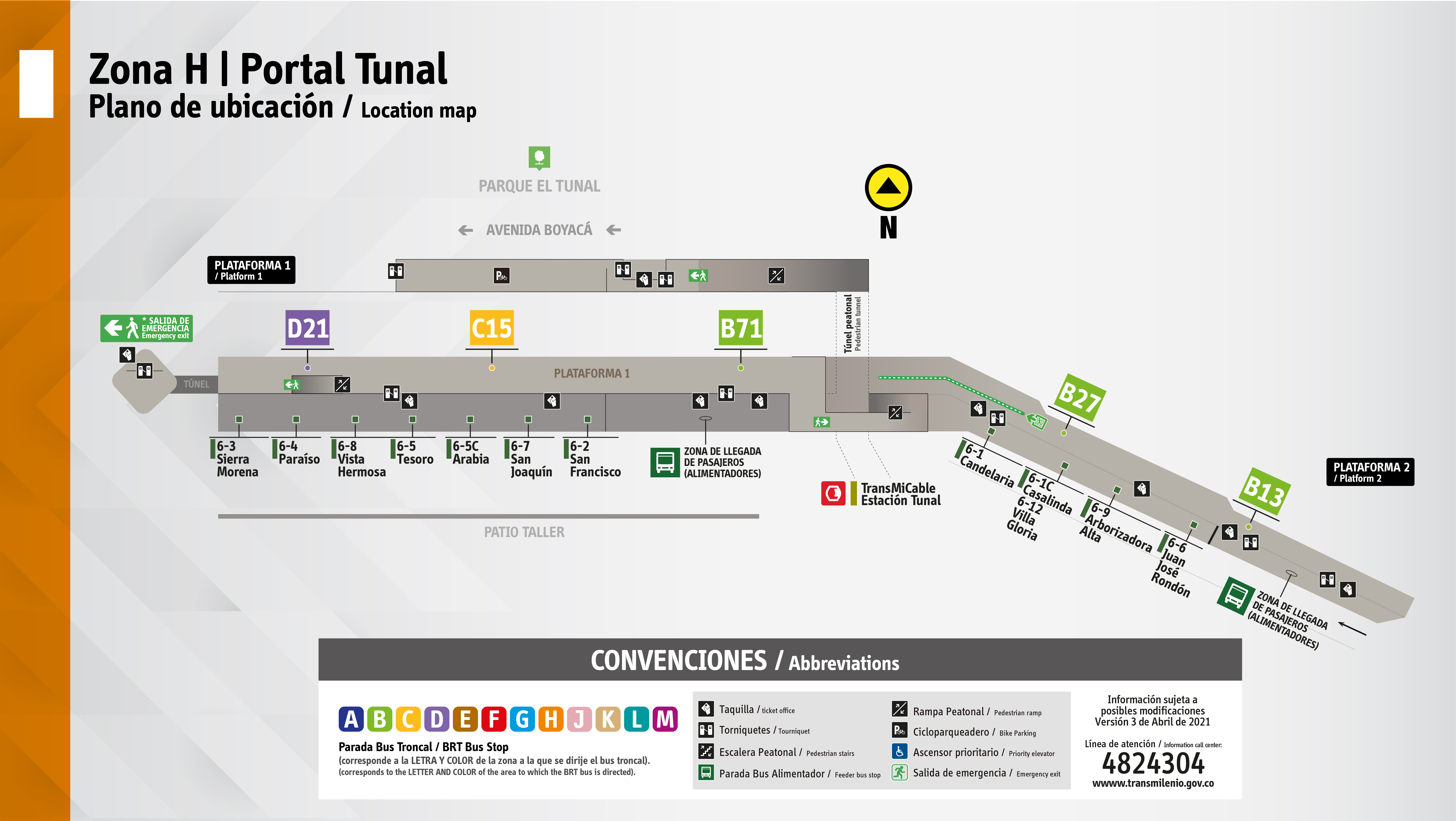 Plano de plataformas del portal Tunal