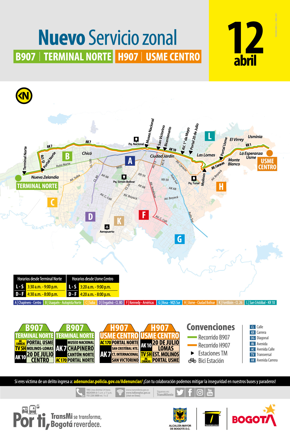 B907 Terminal Norte – H907 Usme Centro
