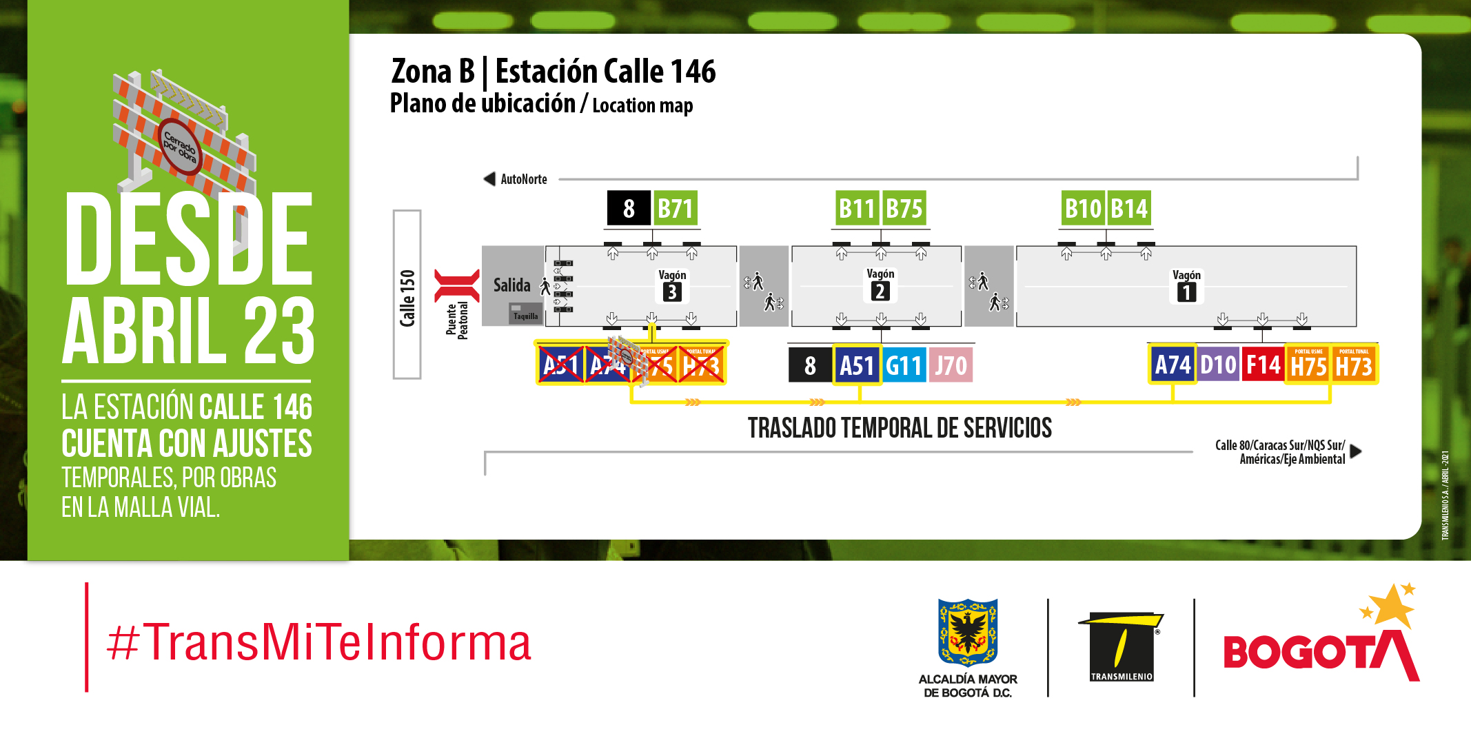 Estación calle 146 tendrá ajustes temporales