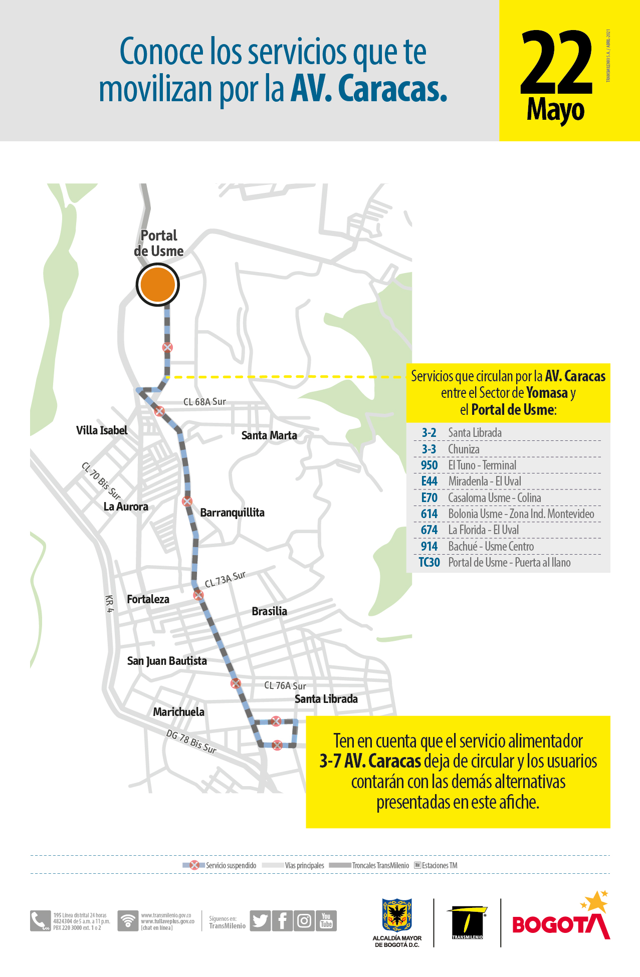 Servicio 3-7 Avenida Caracas Servicio 3-7 Avenida Caracas