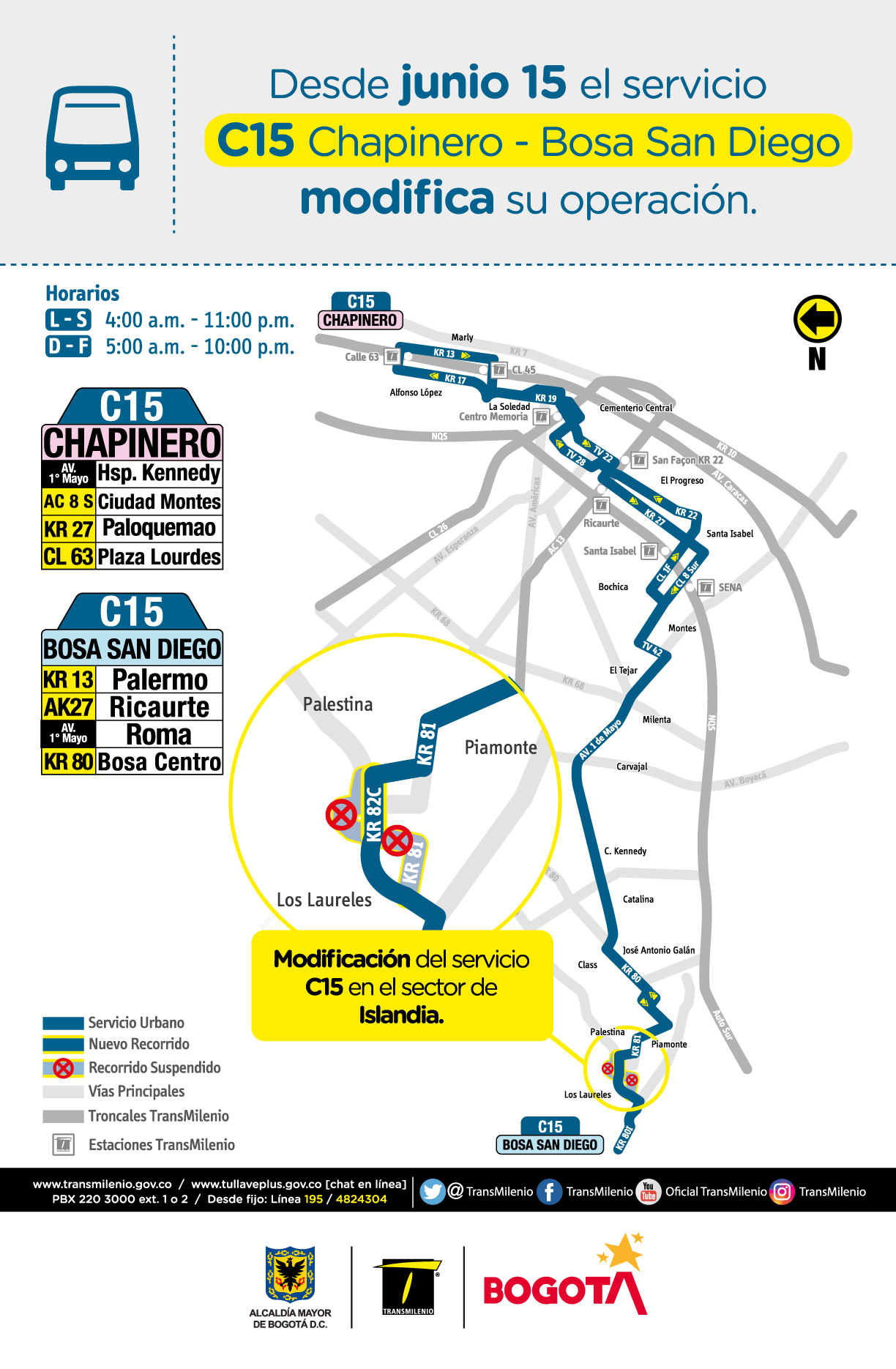 C15 Chapinero - Bosa modifica su operación