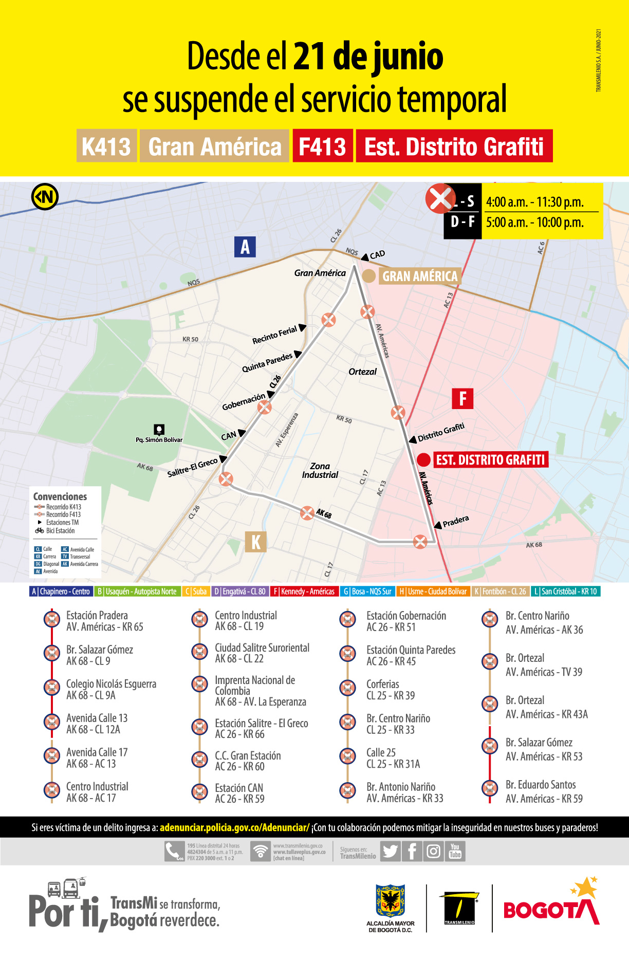 Sevicio K413 - F413 suspende su operación