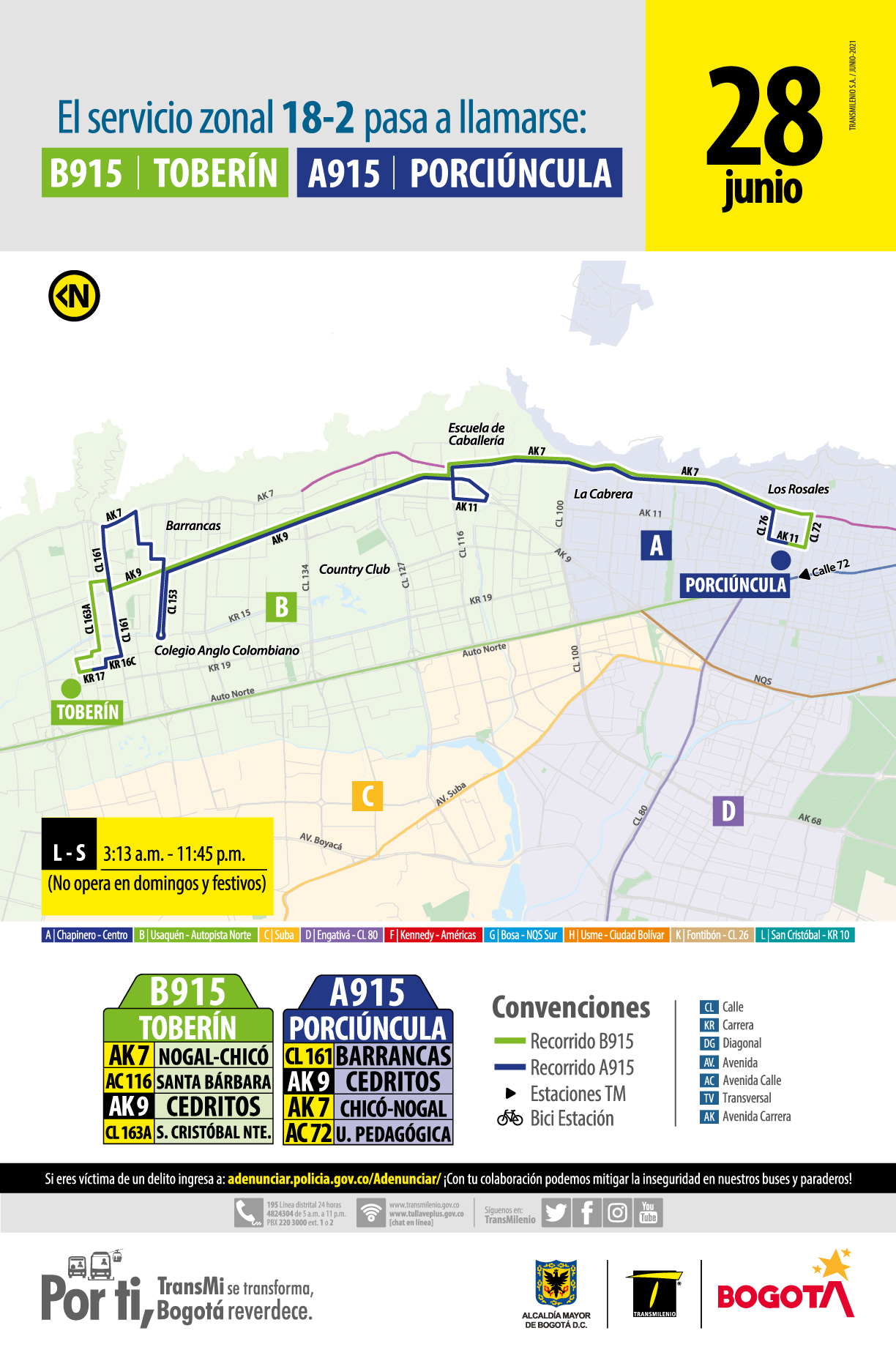 B915 Toberín A915 Porciúncula