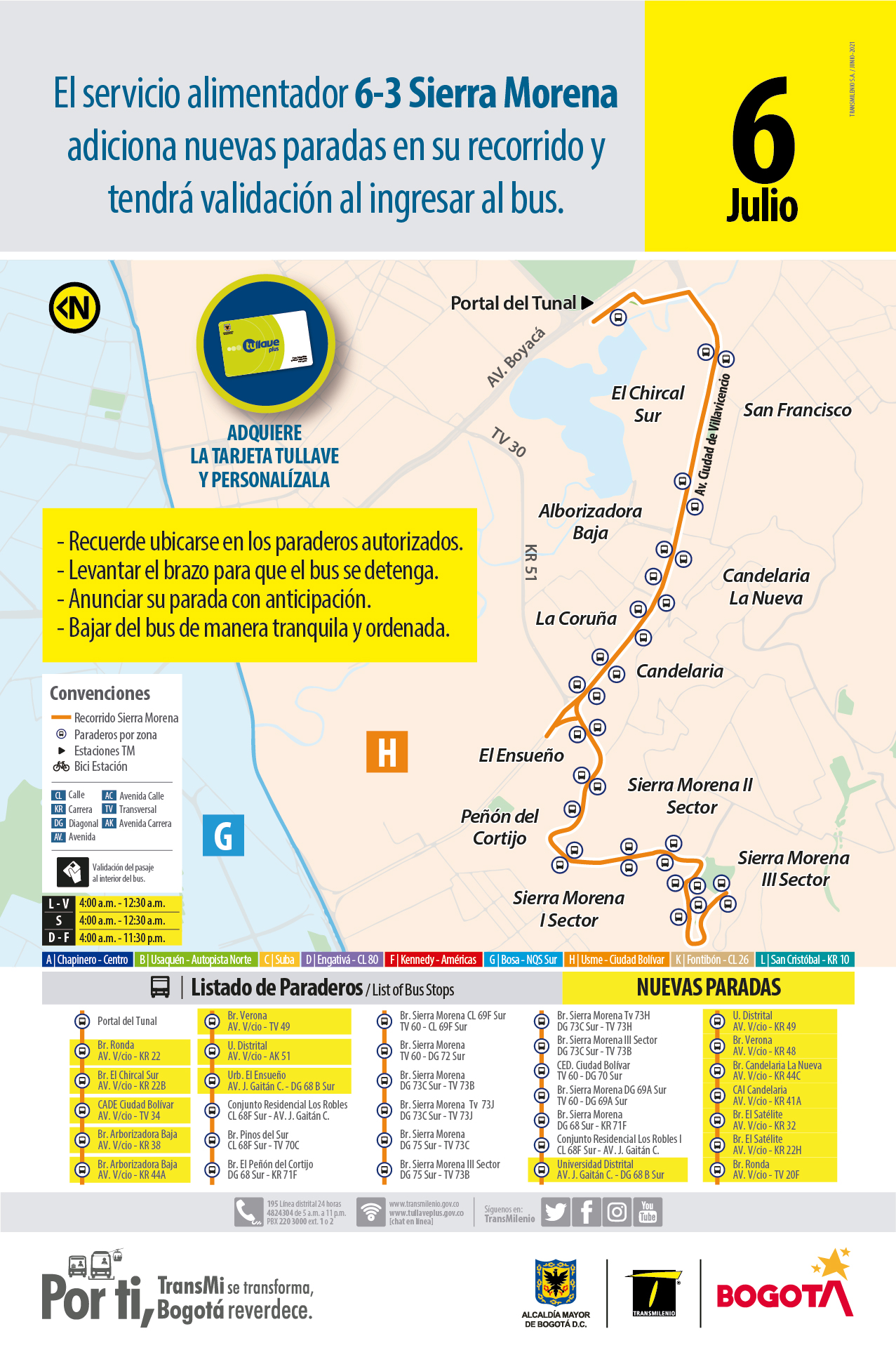  6-3 Sierra Morena adiciona 16 nuevas paradas en su recorrido