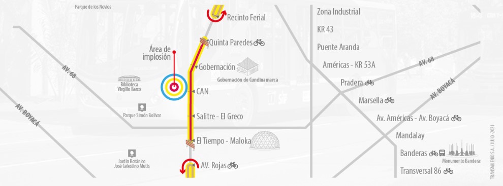 Desvíos operacional el 4 de julio en la Avenida Calle 26