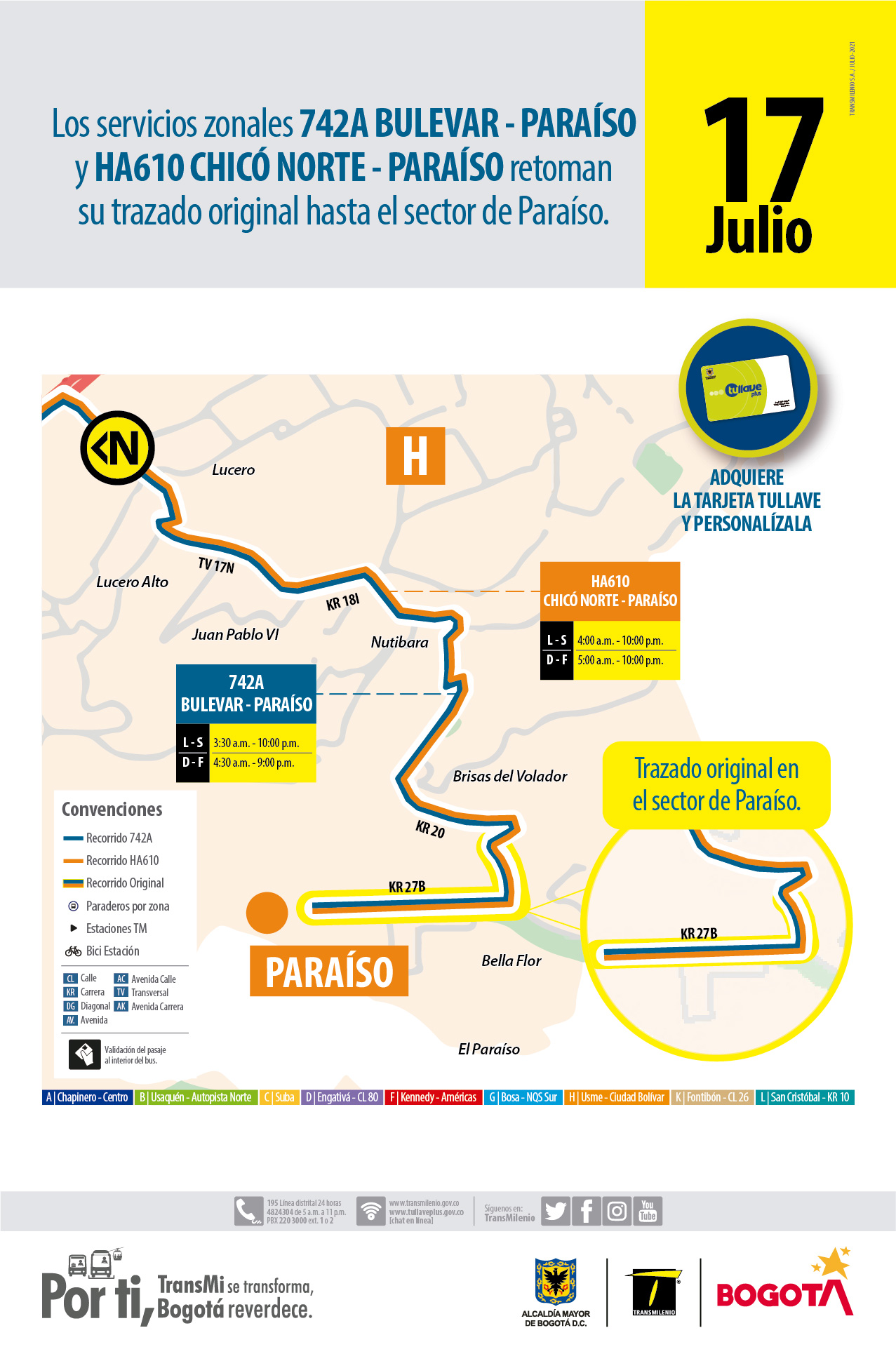 42A Bulevar Niza Paraíso y HA610 Chicó Norte Paraíso vuelven a transitar por el sector del Paraíso