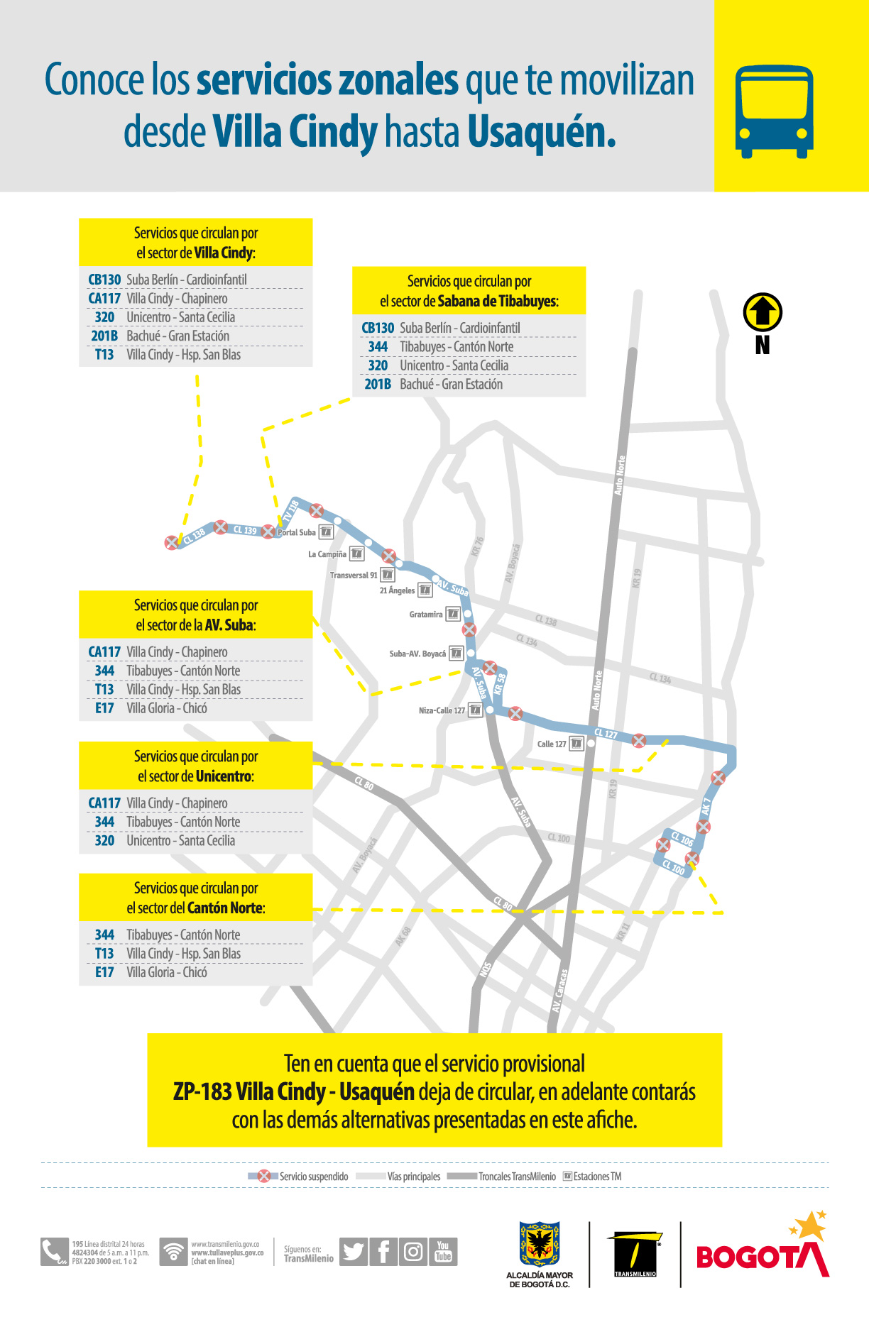 P-183 Villa Cindy – Usaquén, sale de operación próximo 14 de agosto