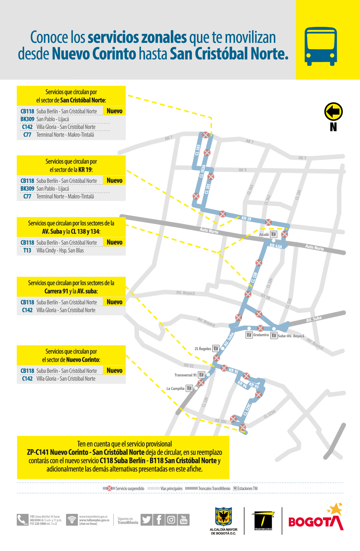 ZP-C141 Nuevo Corinto – San Cristóbal Norte sale de operación 14 de agosto