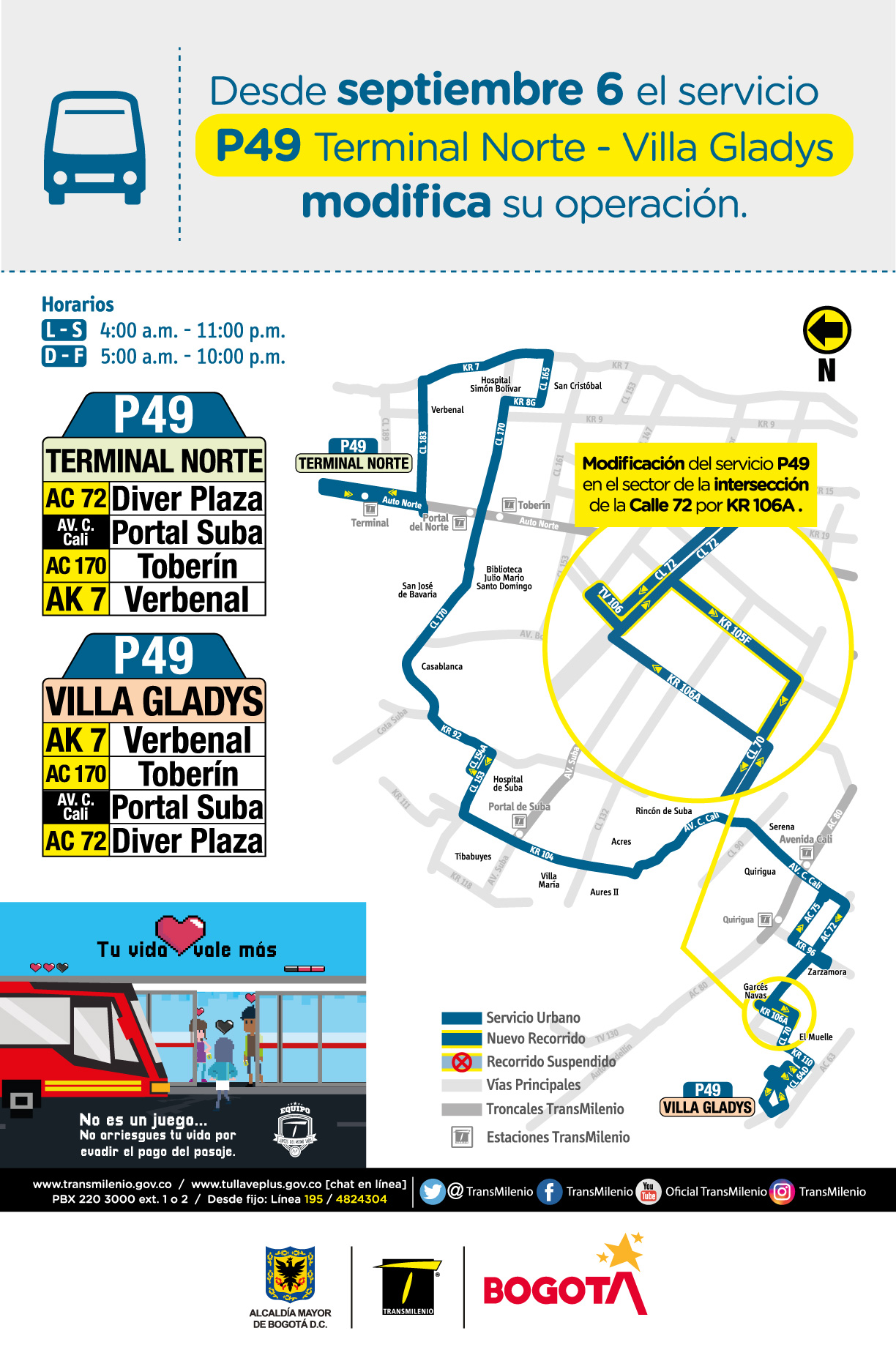 Servicio P29 Terminal Norte - Vila Gladys modifica su operación