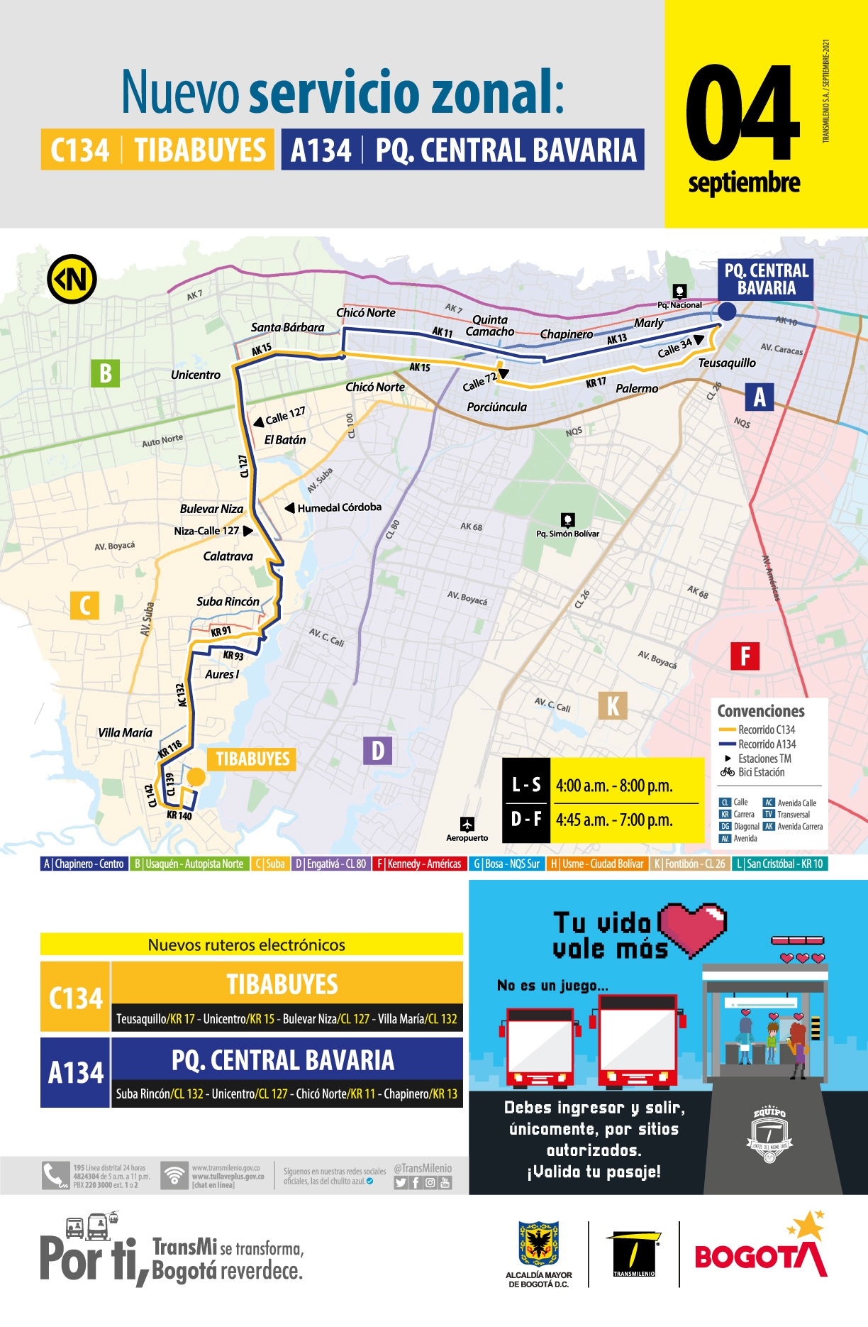 C134 Tibabuyes – A134 Parque Central Bavaria