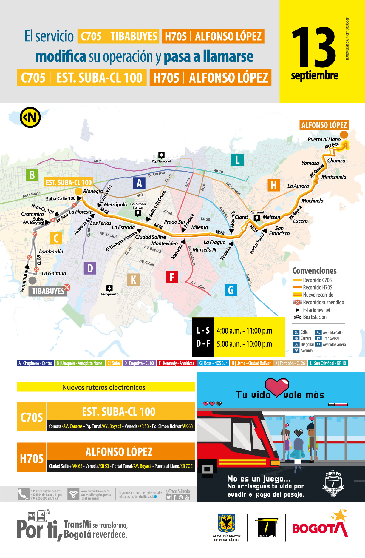 Servicio C705 - H705 modifica su operación y nombre