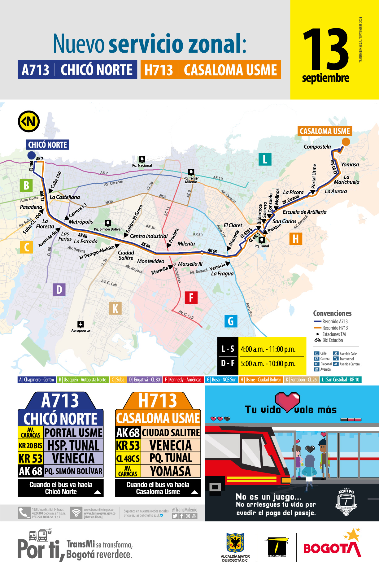 A713 Chicó Norte - H713 Casaloma Usme