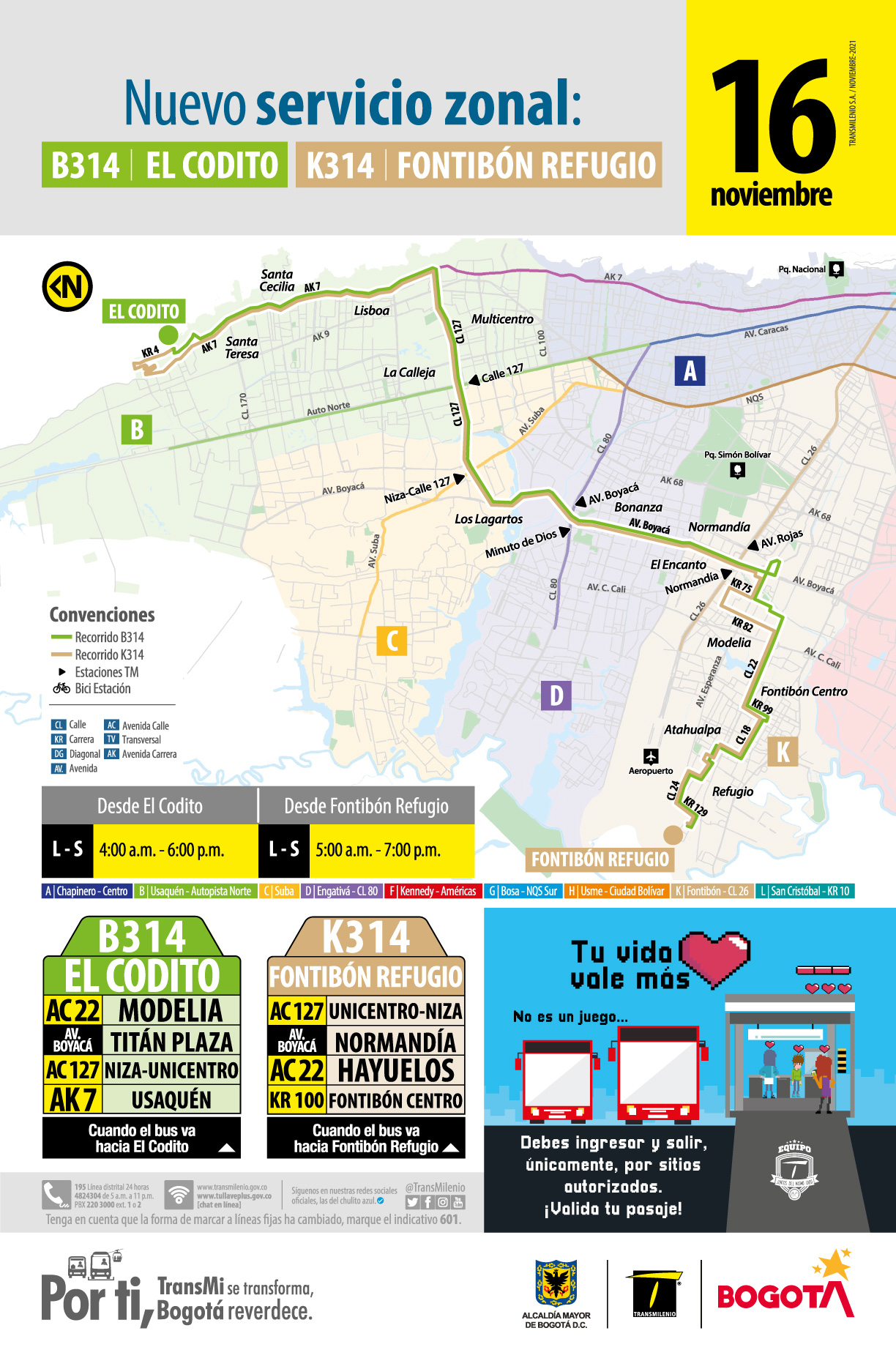  B314 El Codito - K314 Fontibón Refugio