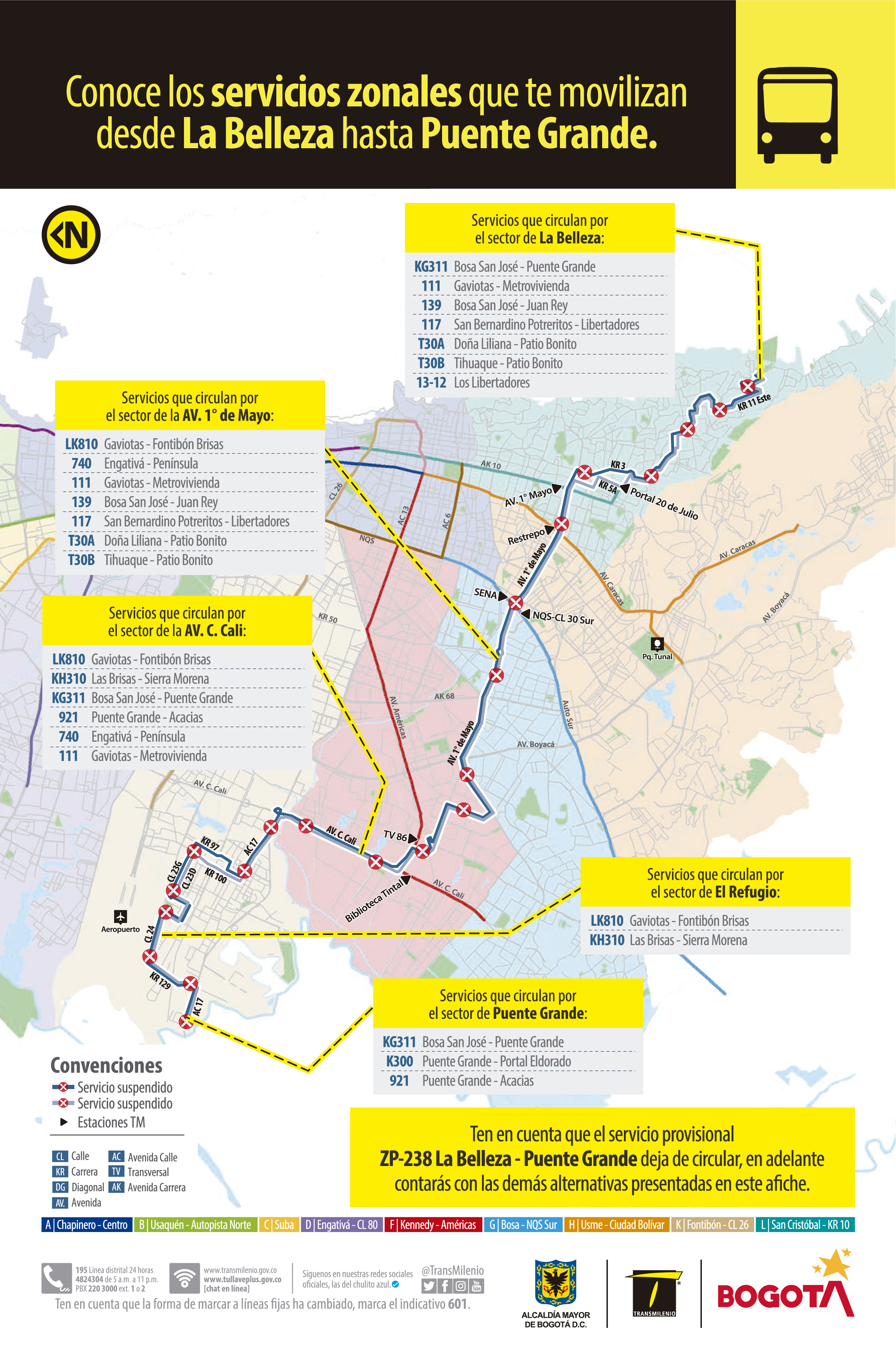 Alternativas de viaje en remplazo ZP-238