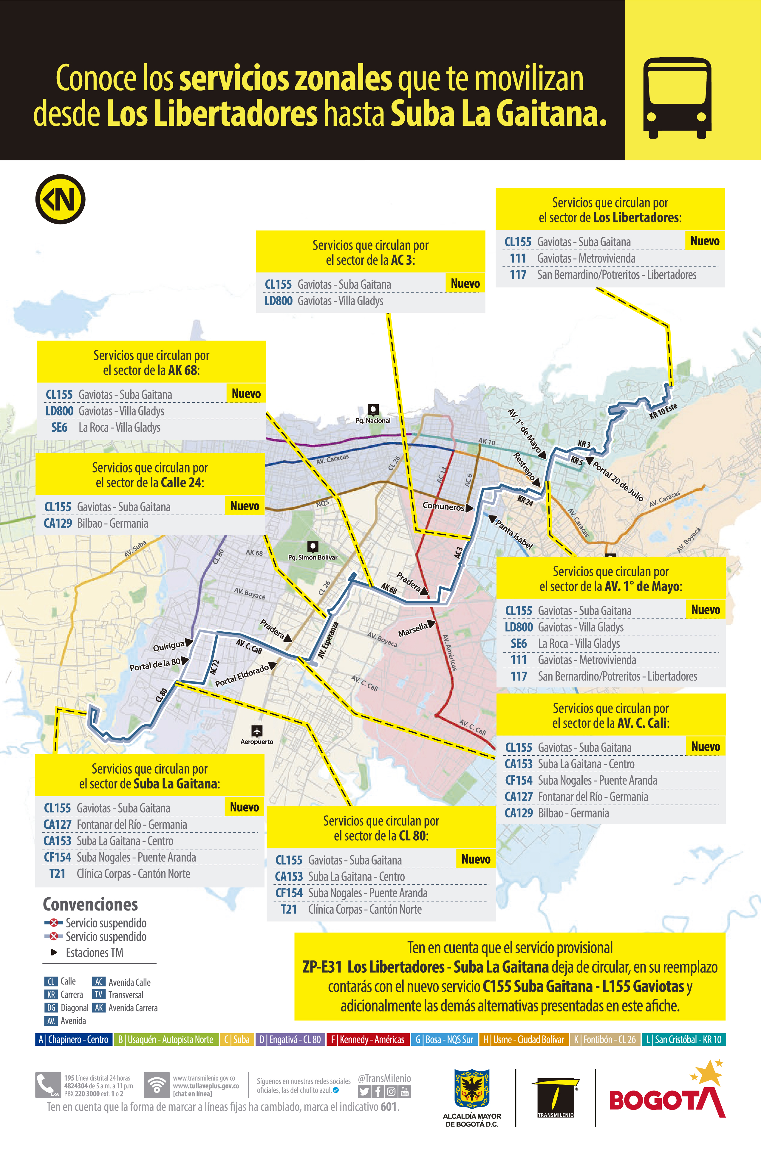 Alternativas de viaje en remplazo de la ruta ZP-E31