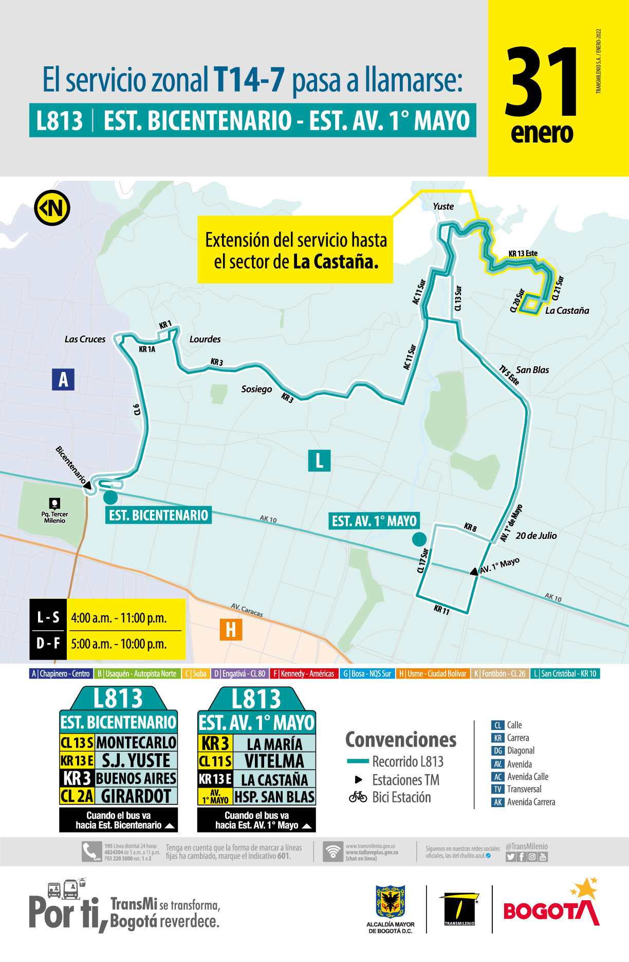 L813 Estación Bicentenario - Estación Avenida 1° de Mayo 