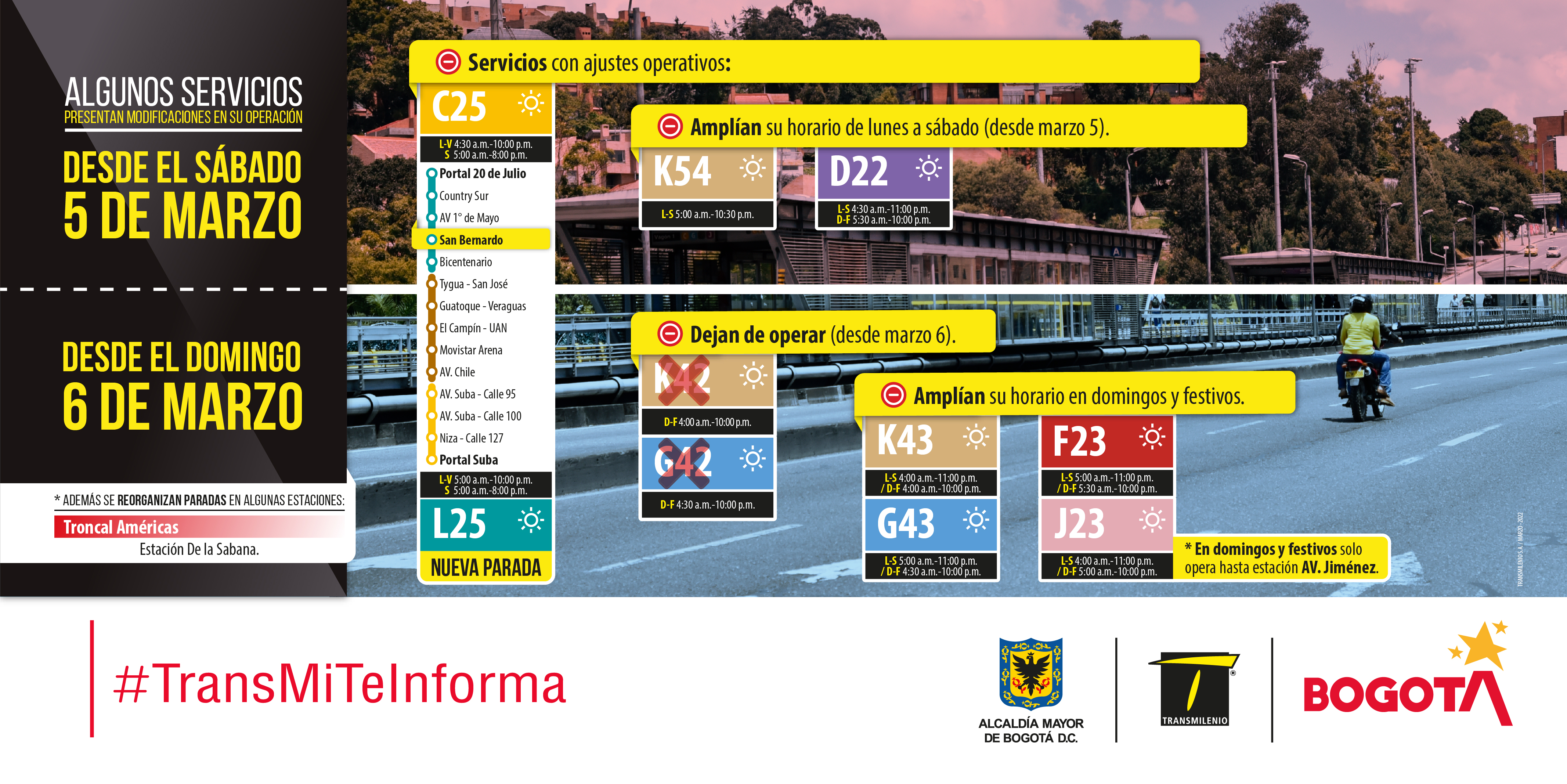 Cambios en rutas troncales