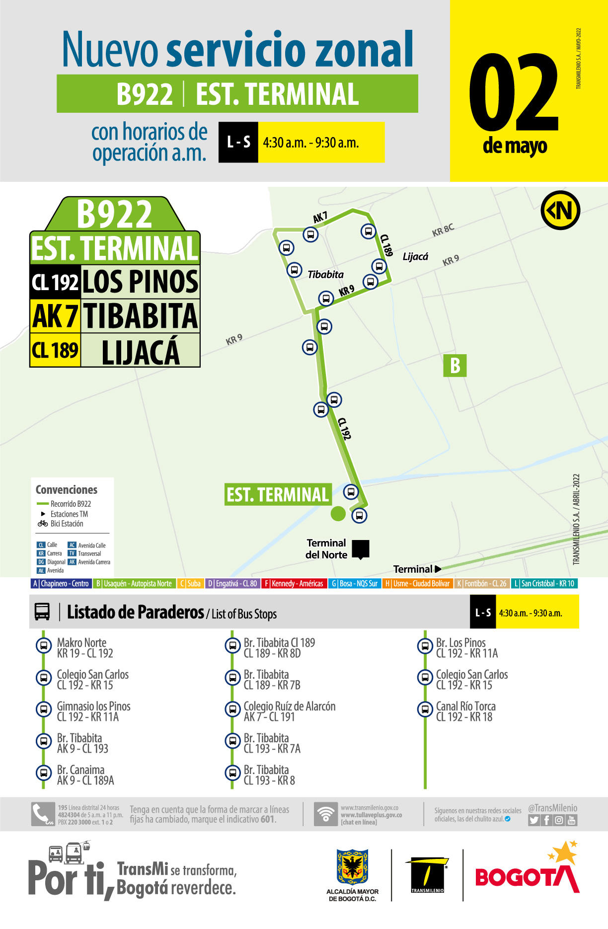 Recorrido del a ruta B922
