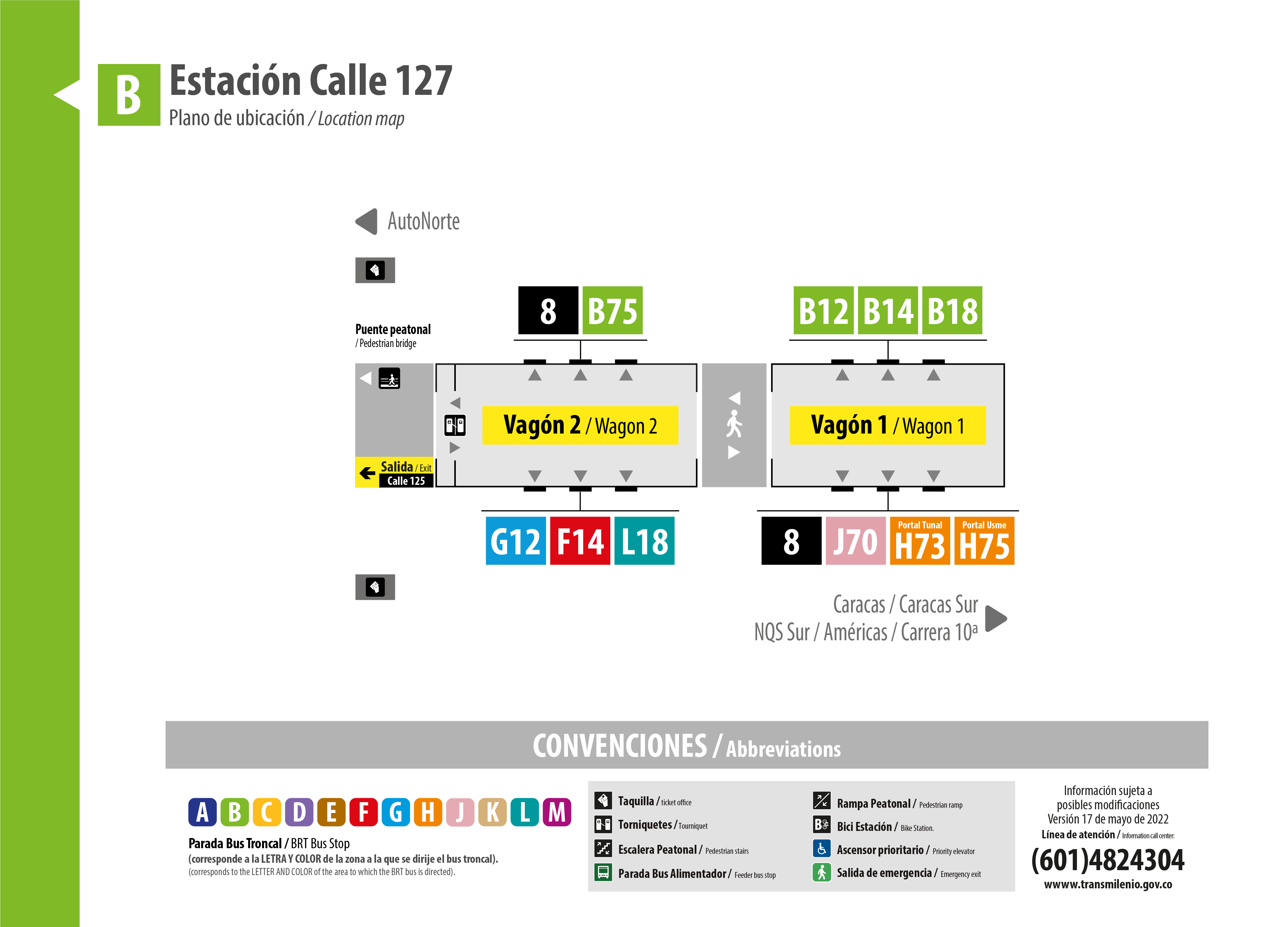 Plano de estación calle 127