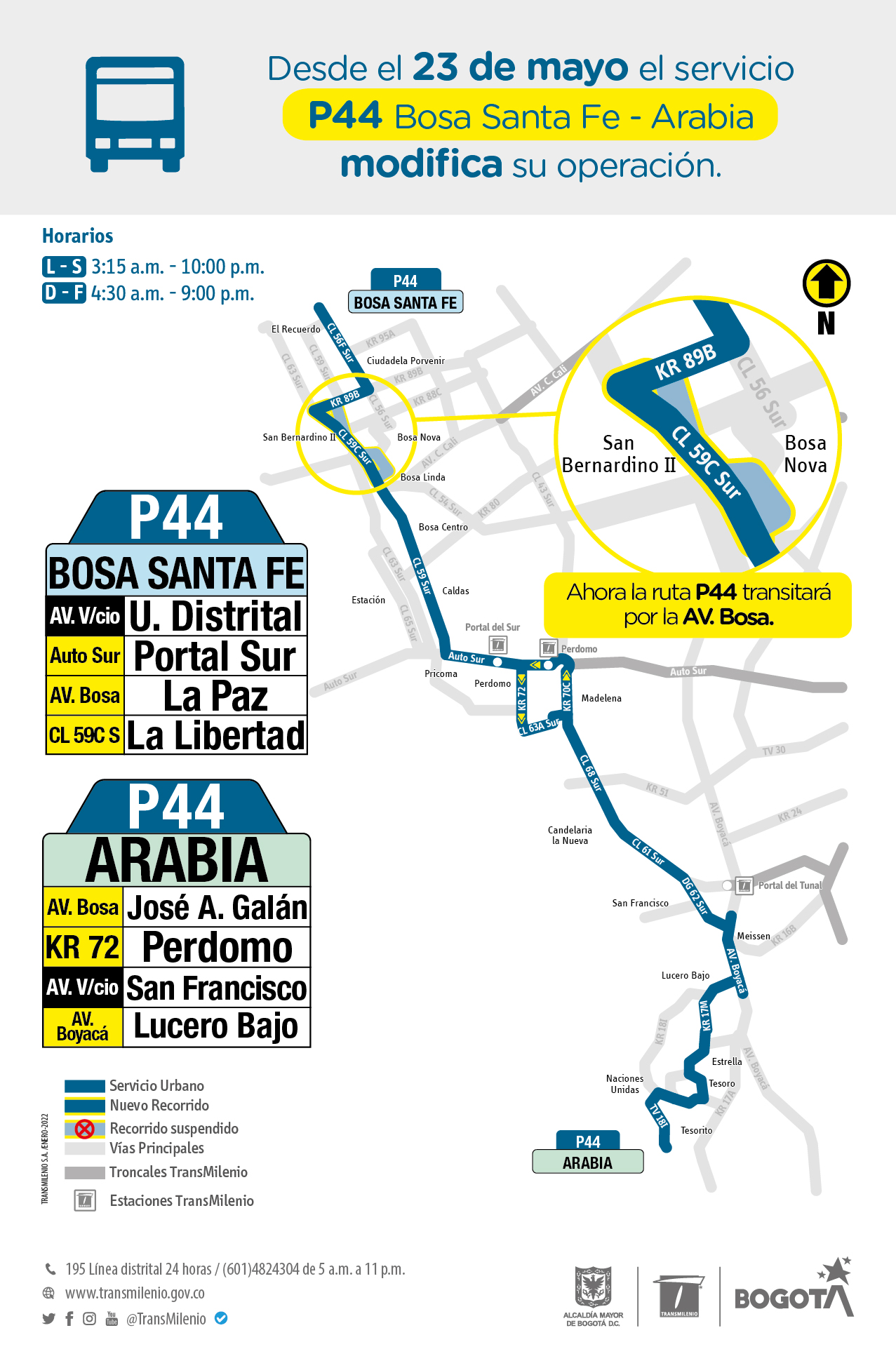 Trayecto del a ruta zona P44
