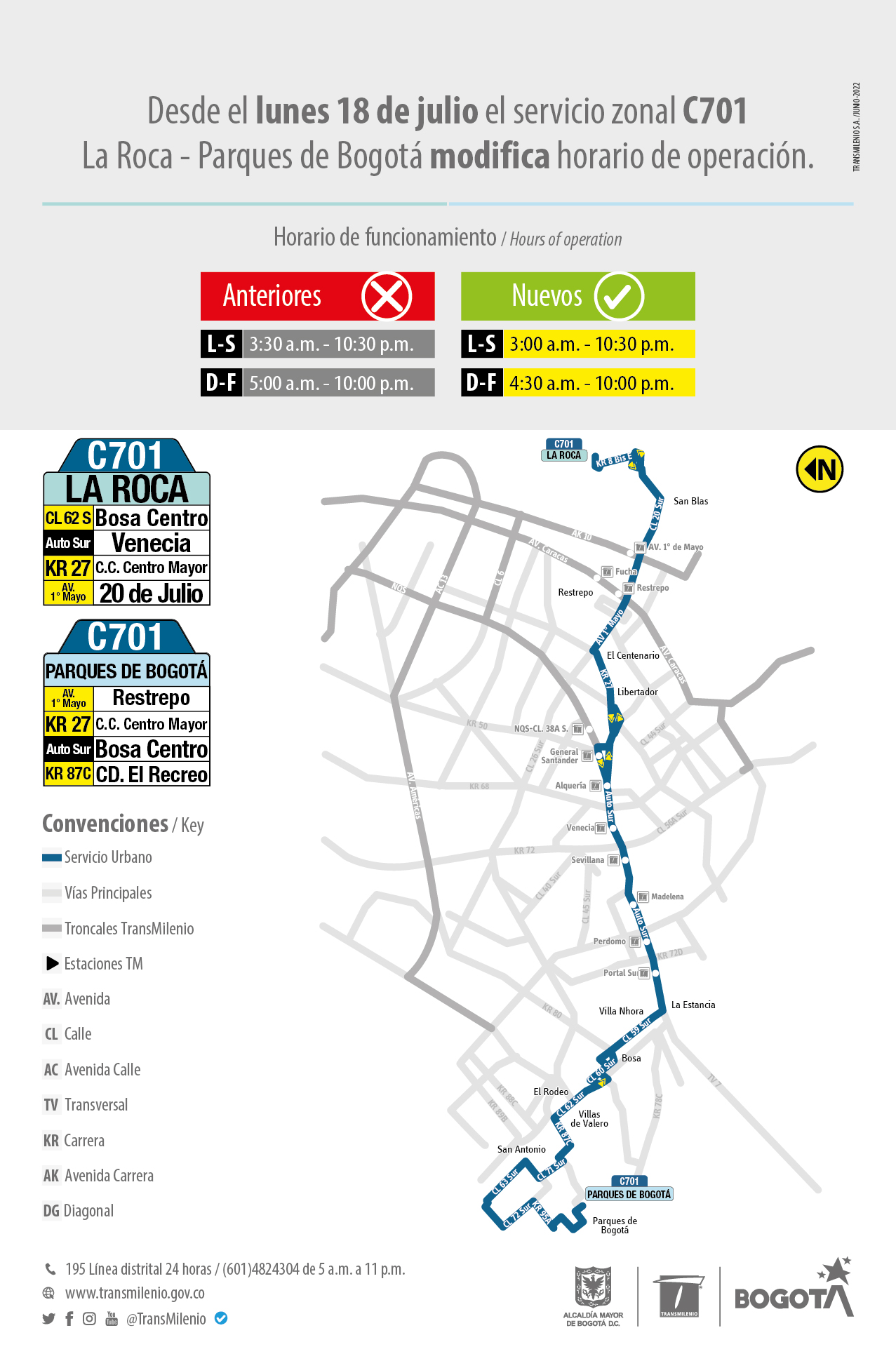 Recorrido de la ruta zonal C701
