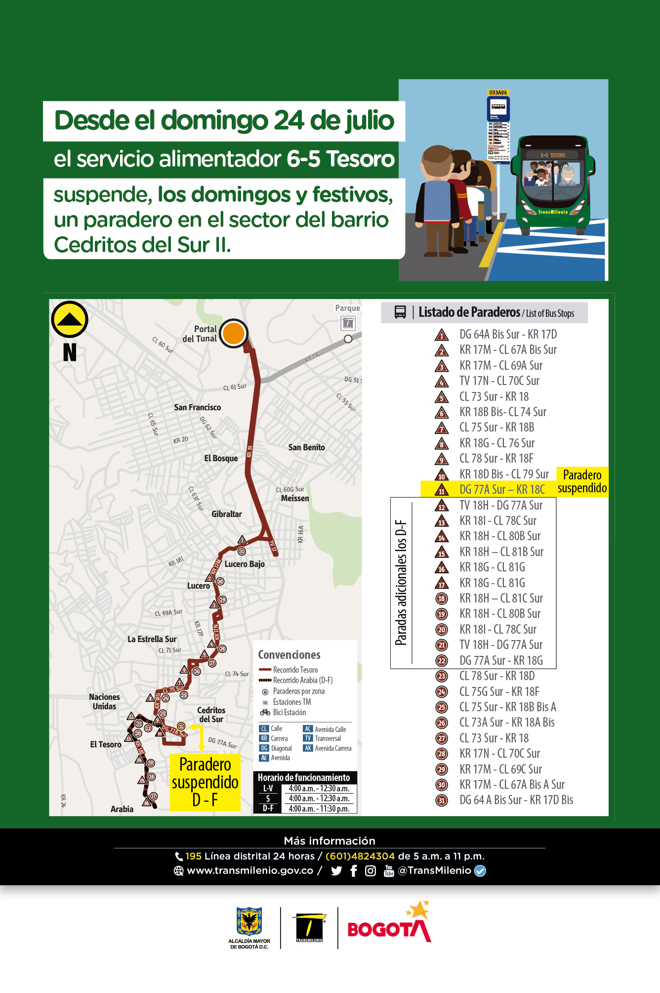 Nueva parada de la ruta alimentadora 6-5