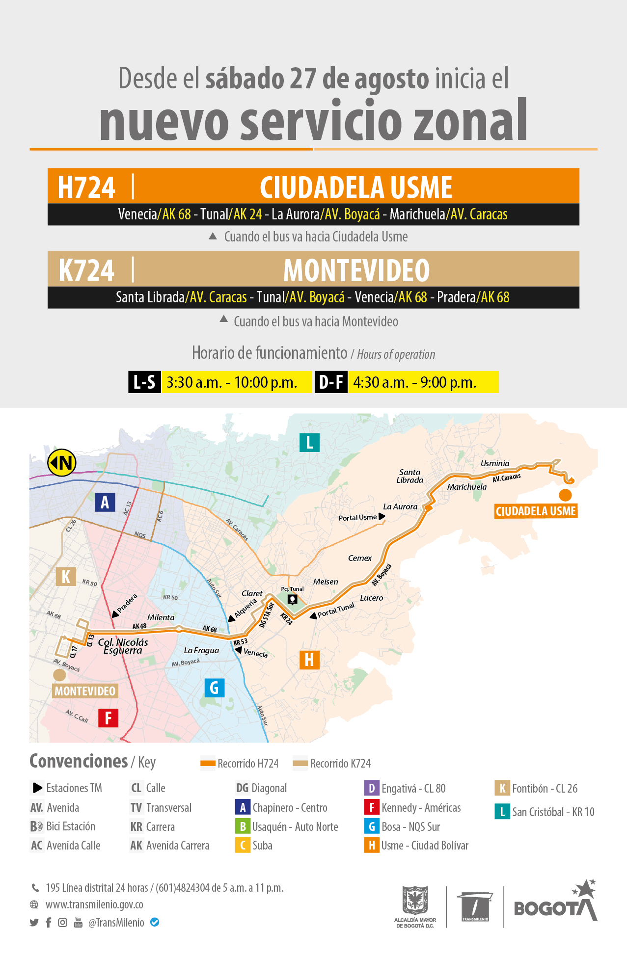 Recorrido de la ruta H724- K724