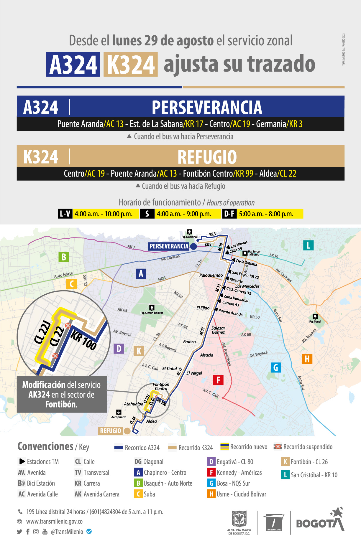 Recorrido de la ruta A324 y K324