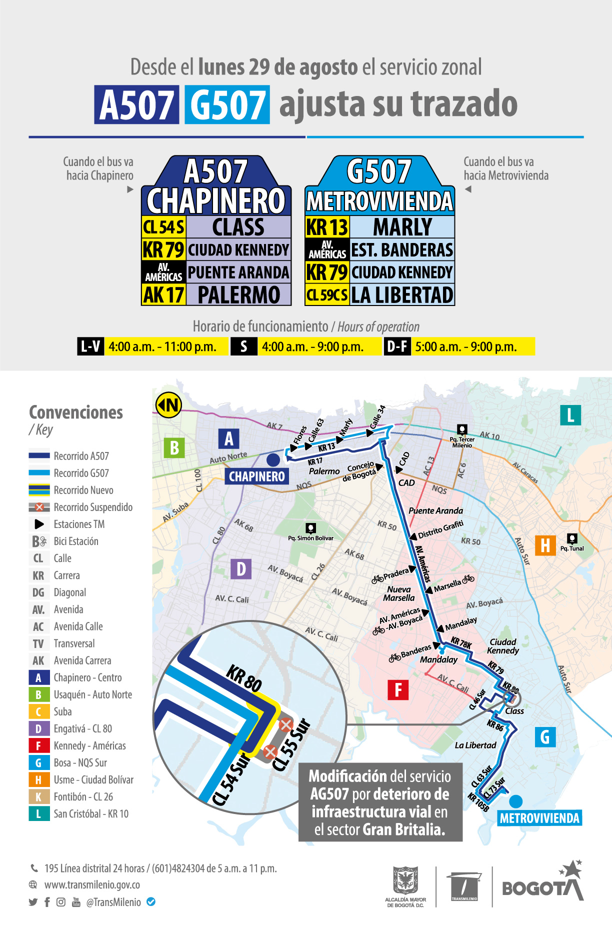 Ajuste operacional de la ruta A507 Chapinero