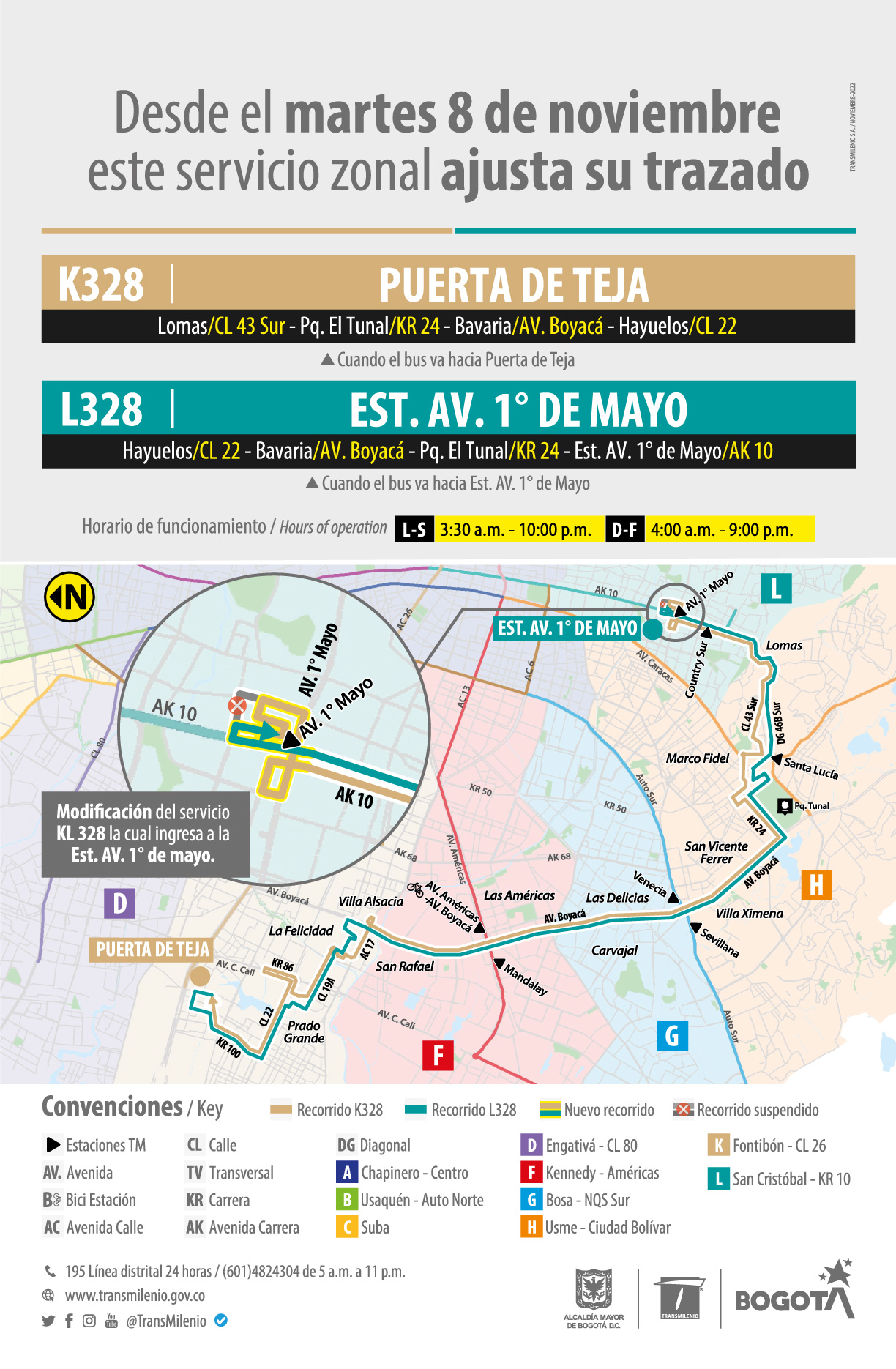 Ajuste operativo del servicio zonal K328-L328