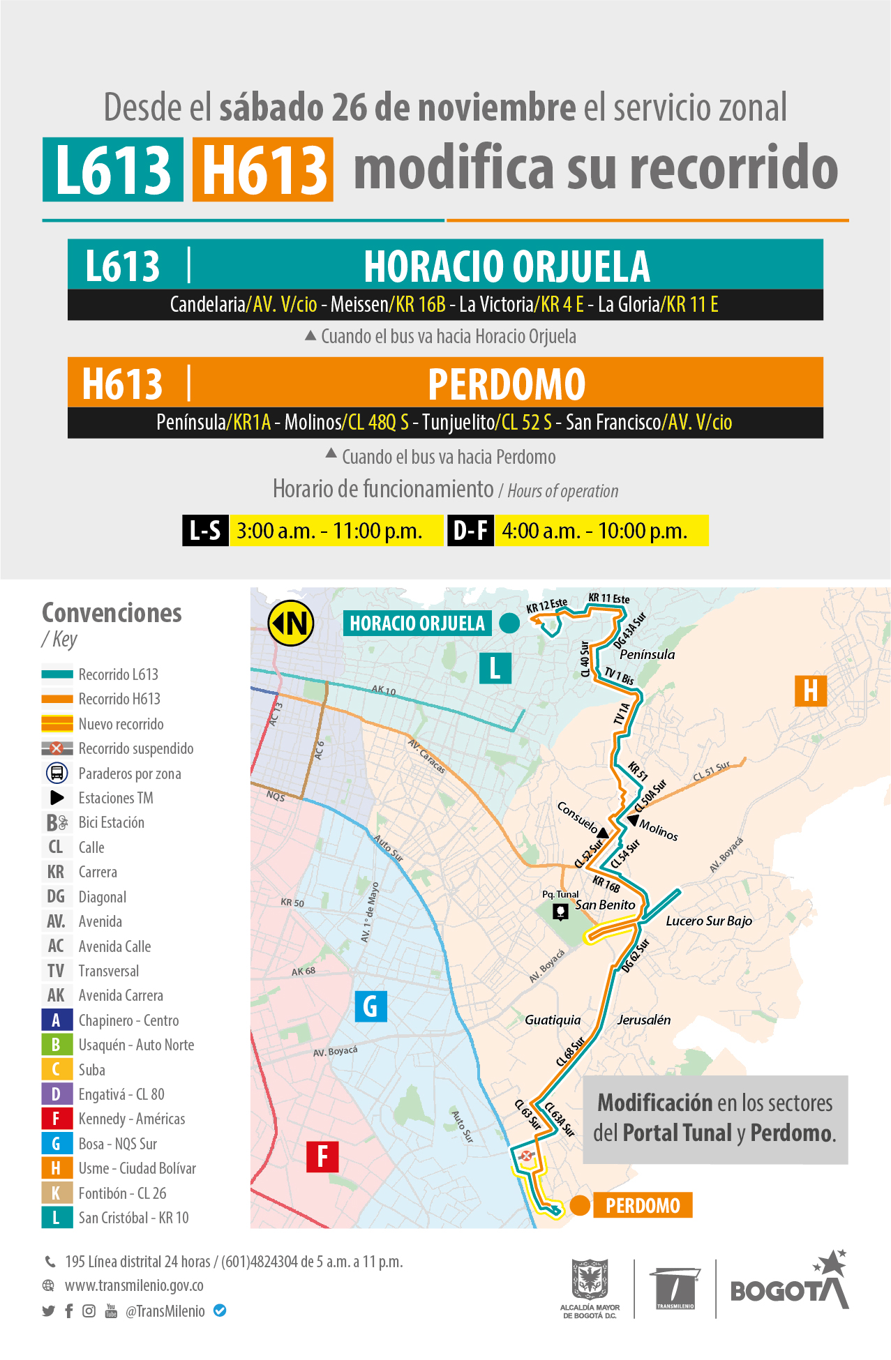 Recorrido de la ruta zonal L613-H613