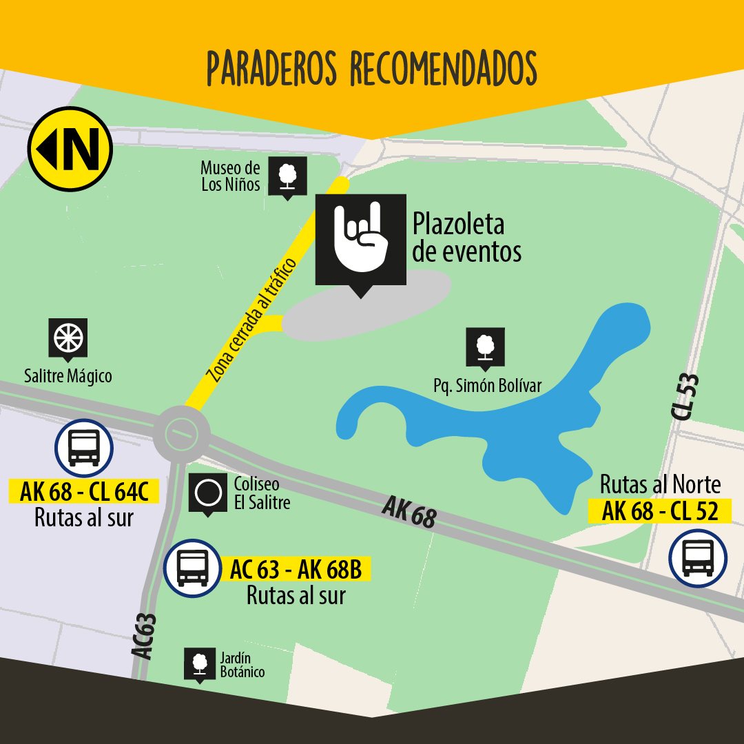 Paraderos cercanos al evento Rock al parque