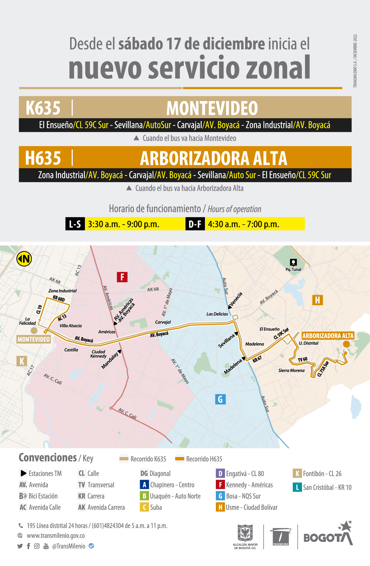  nuevo servicio zonal H635 Arborizadora Alta - K635 Montevideo