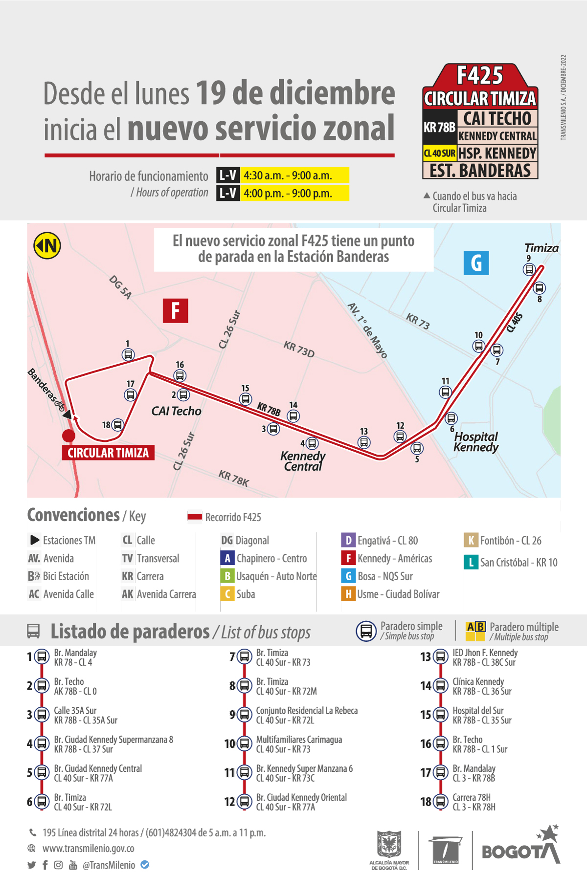 Inicia el nuevo servicio zonal F425 Circular Timiza