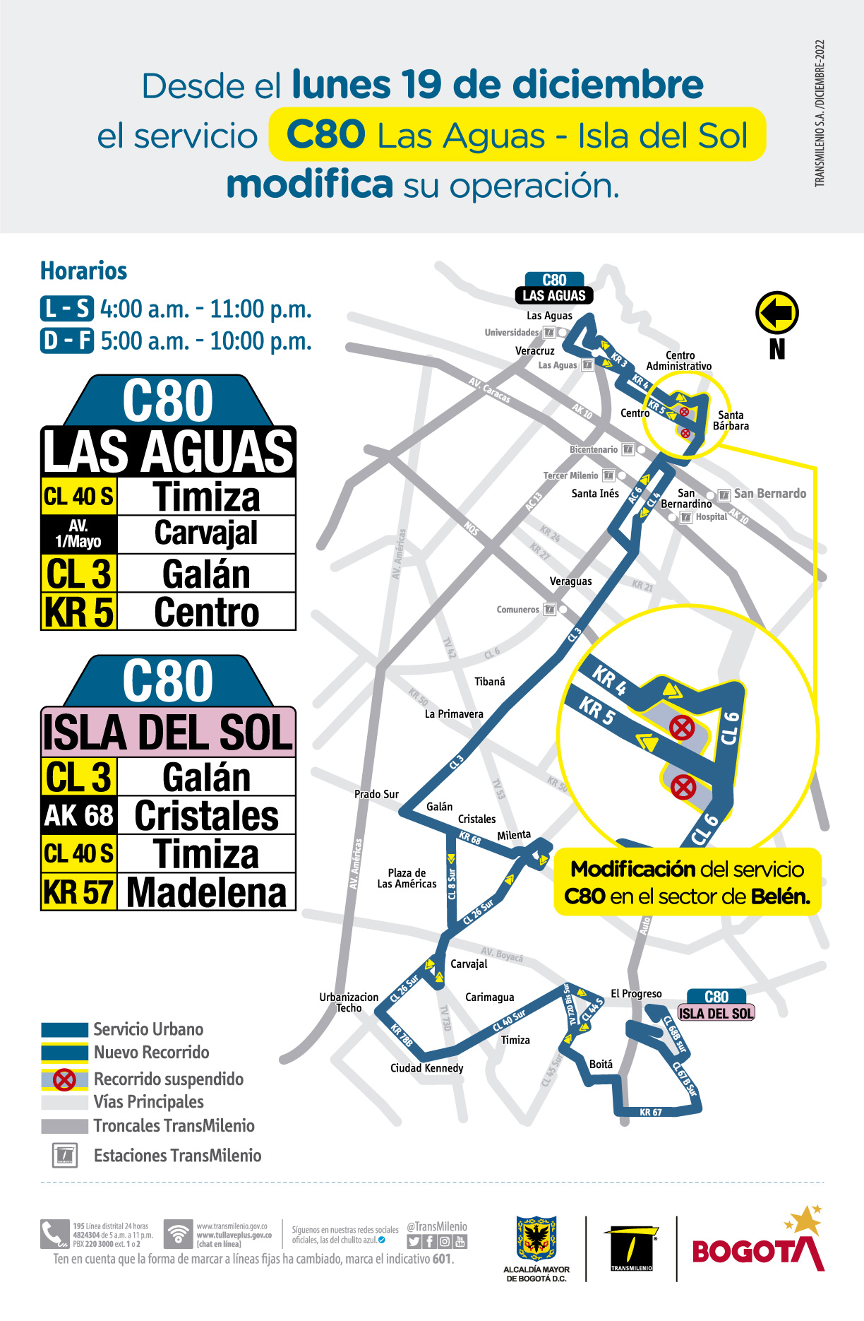 La ruta zonal C80 Las Aguas - Isla del Sol, ajusta su trazado en el sector de Belén