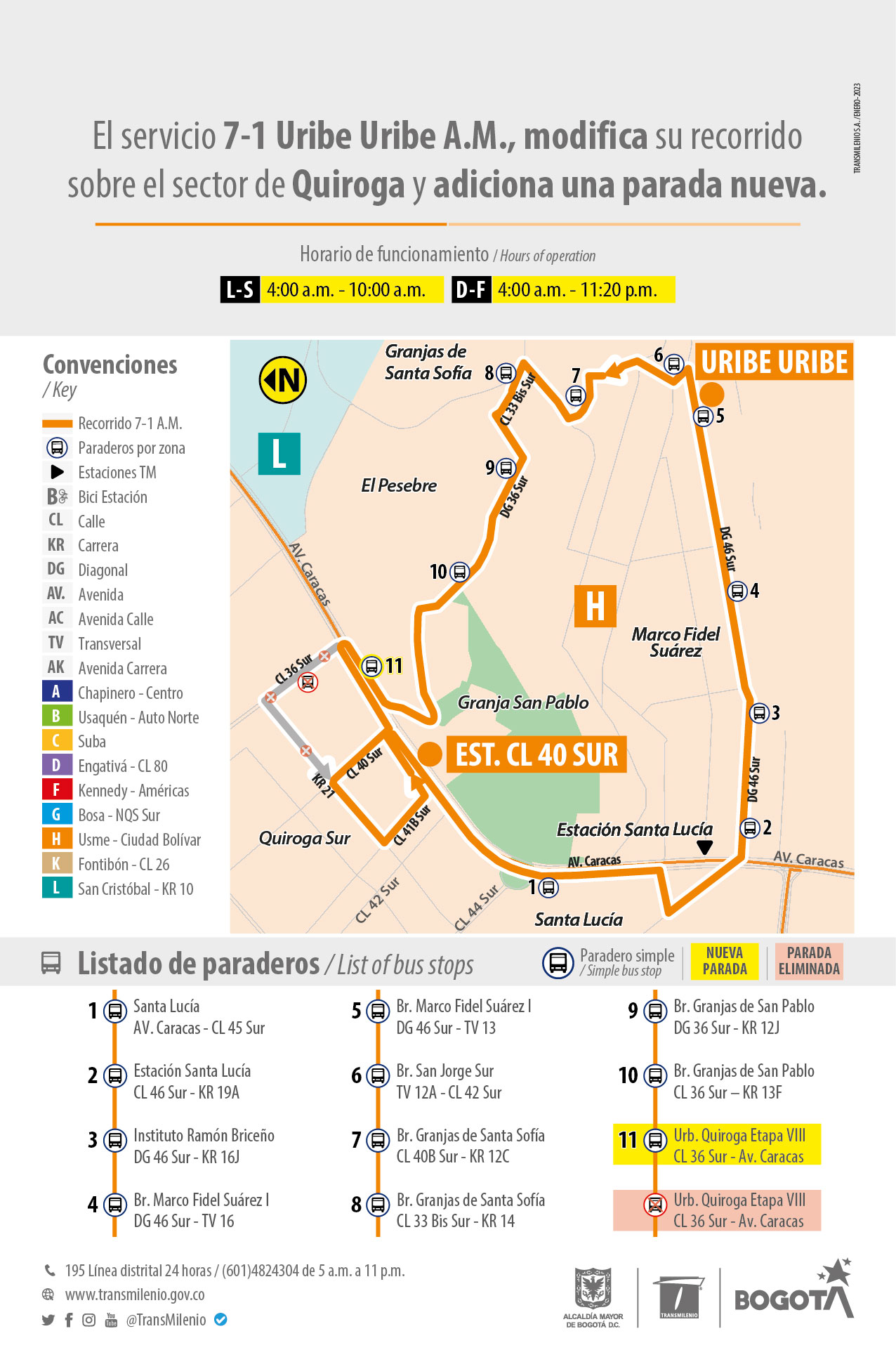 La ruta alimentadora 7-1 Uribe Uribe A.M. ajusta su trazado