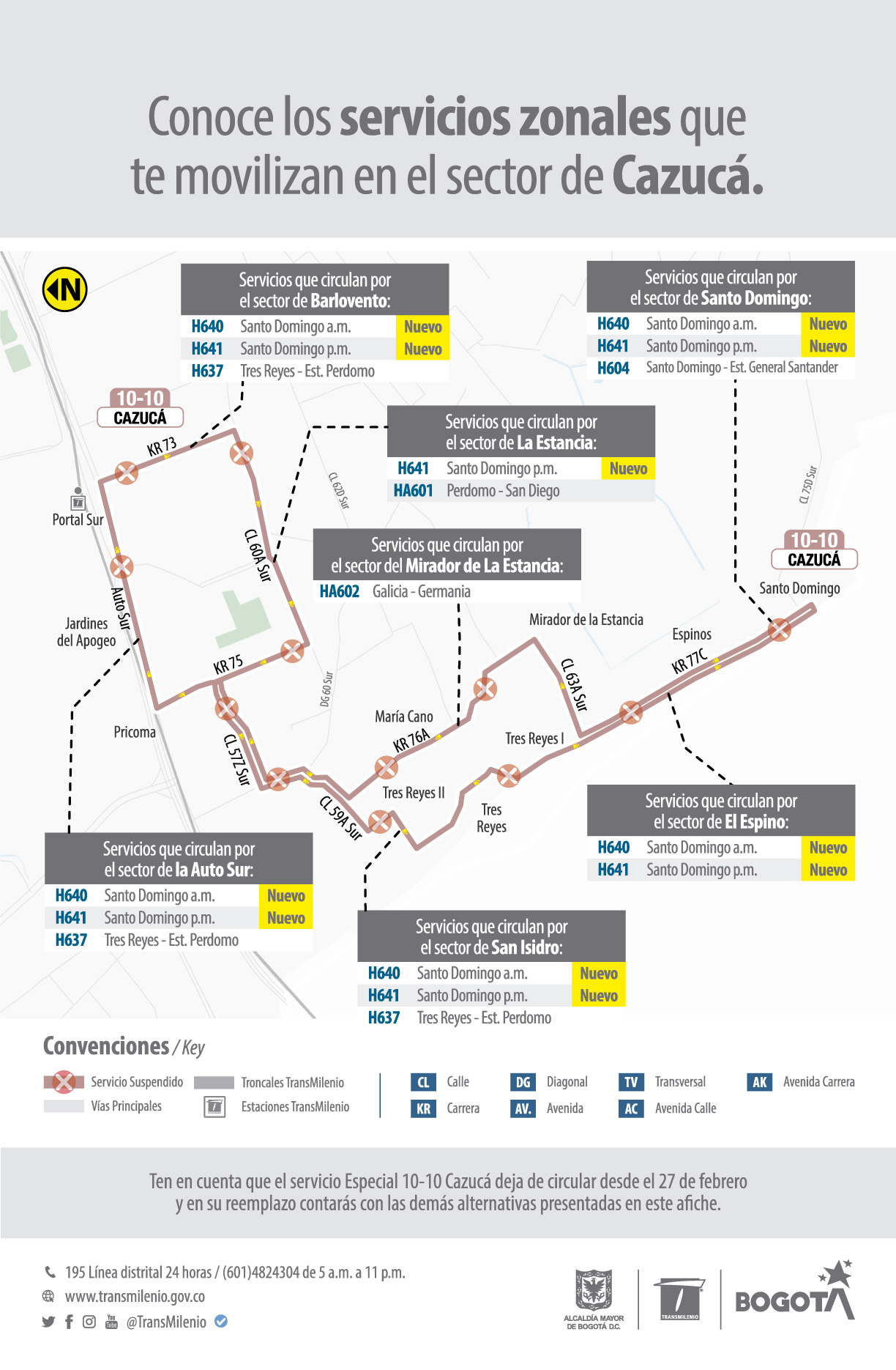 La comunidad usuaria tiene diversos servicios zonales para movilizarte en el sector de Cazucá. 