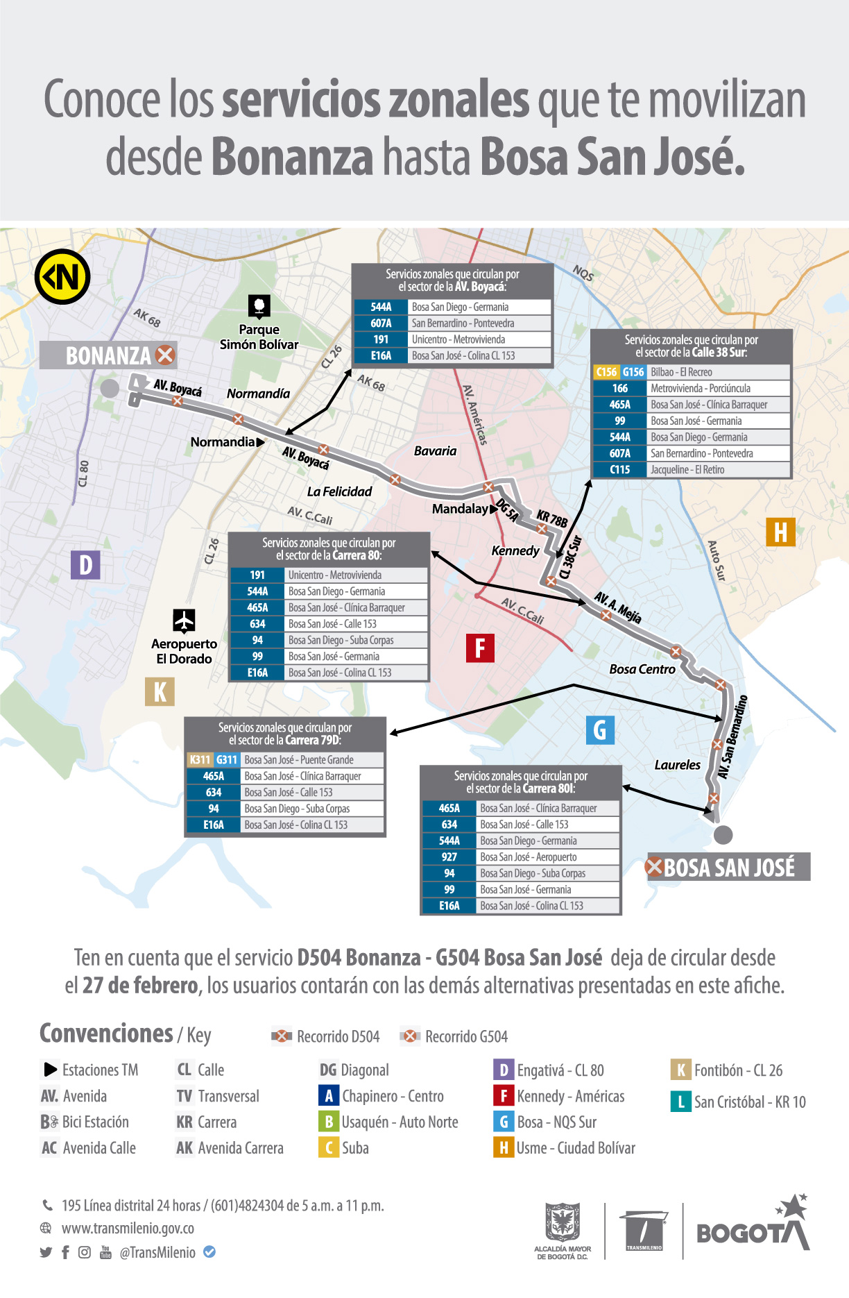 Conoce diversas rutas zonales que te movilizan desde Bonanza hasta Bosa San José