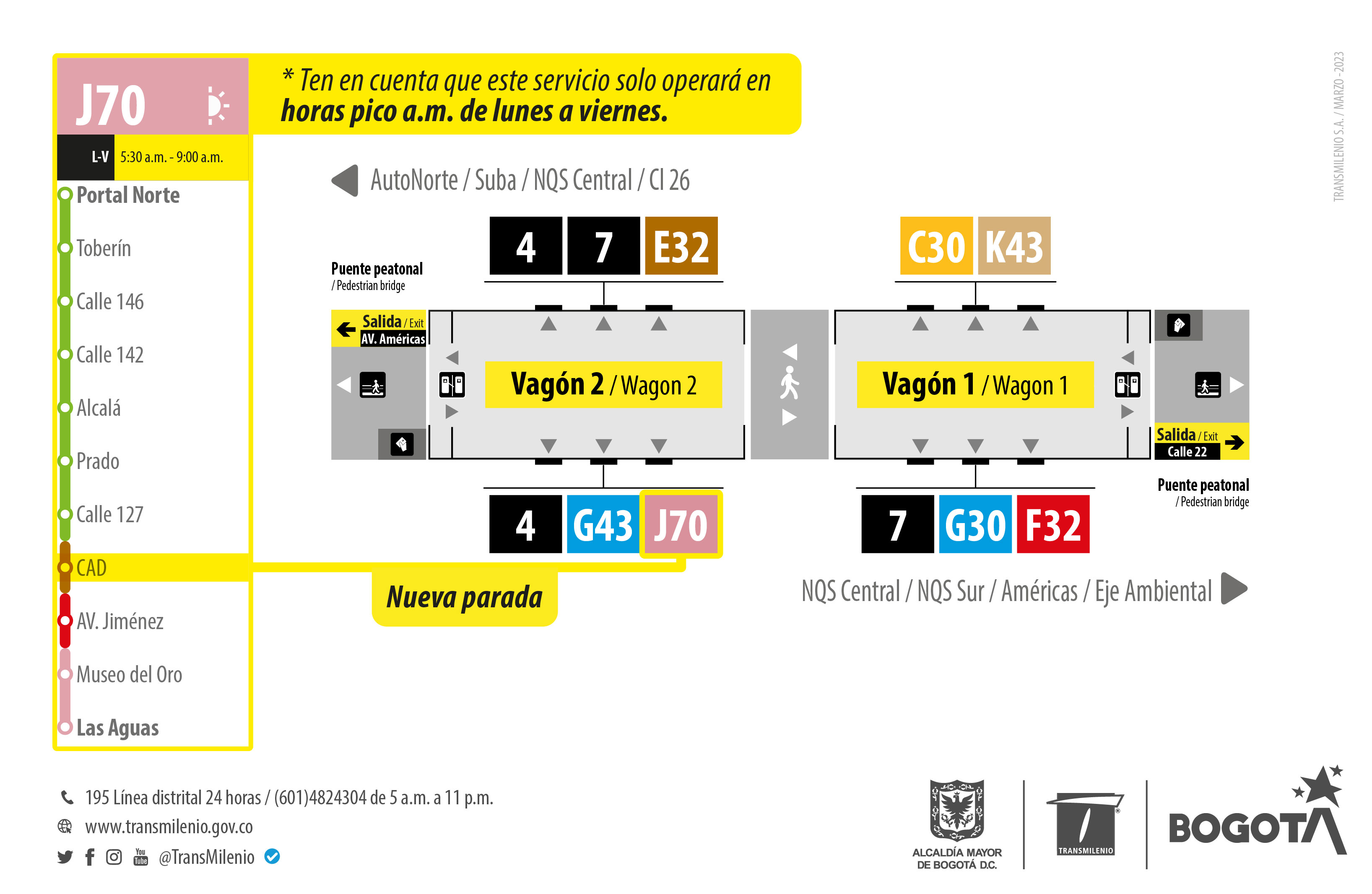 Servicio J70 cuenta con nueva parada en su recorrido en la estación de CAD