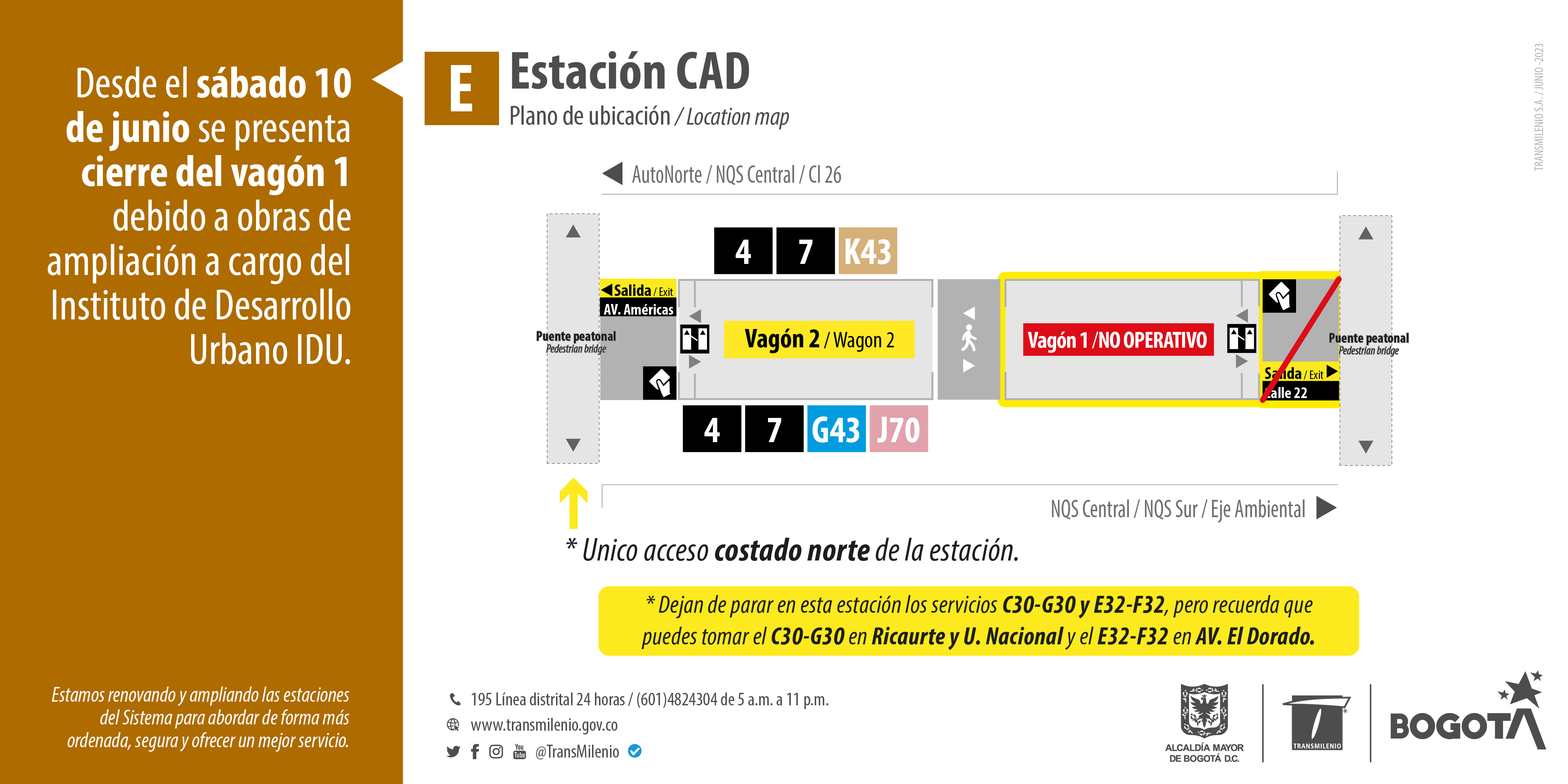 Estación CAD presenta cierre del vagón 1 por obras de ampliación