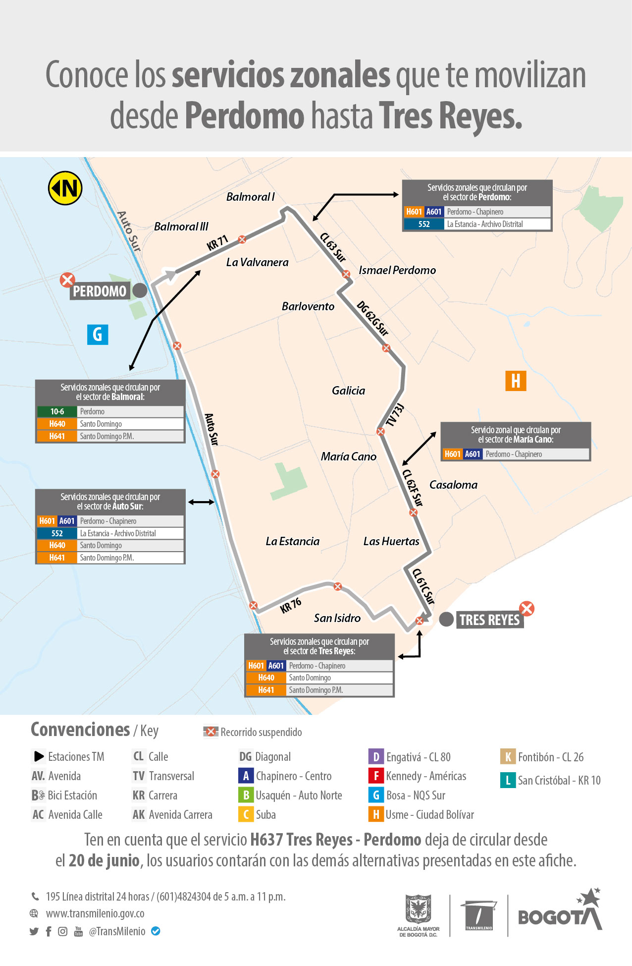 Servicios zonales que te movilizan desde Perdomo hasta Tres Reyes