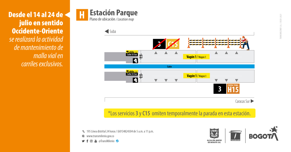 Vagón de estación Parque queda temporalmente fuera de servicio