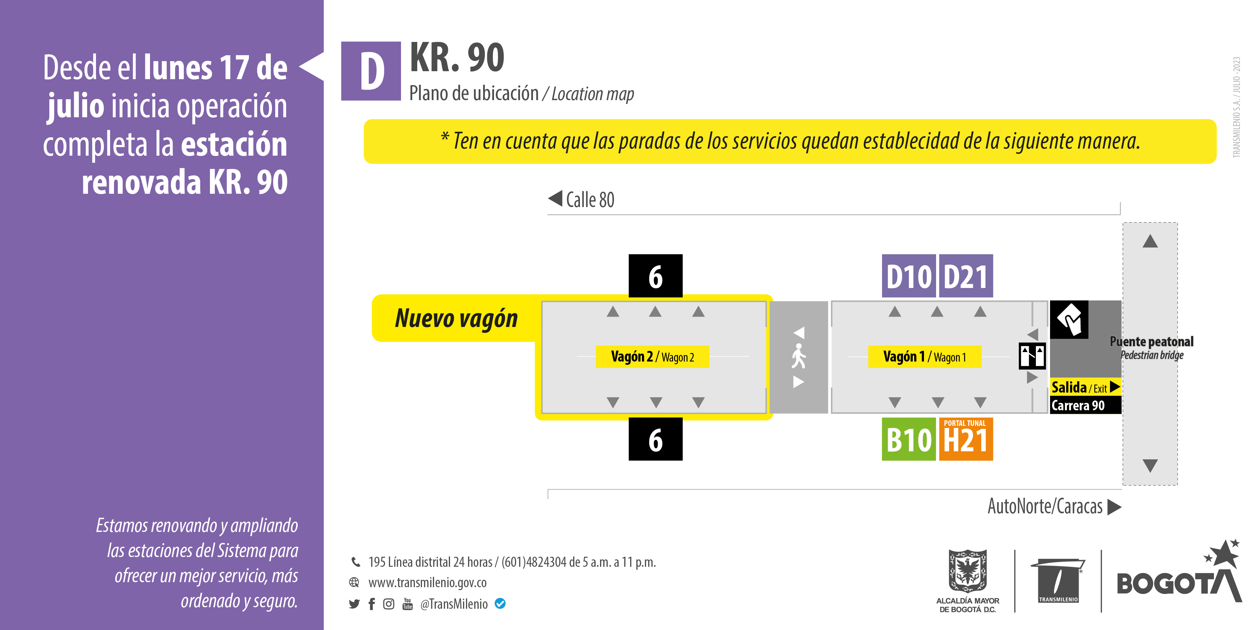 Iniciará operación el nuevo vagón de la estación Carrera 90