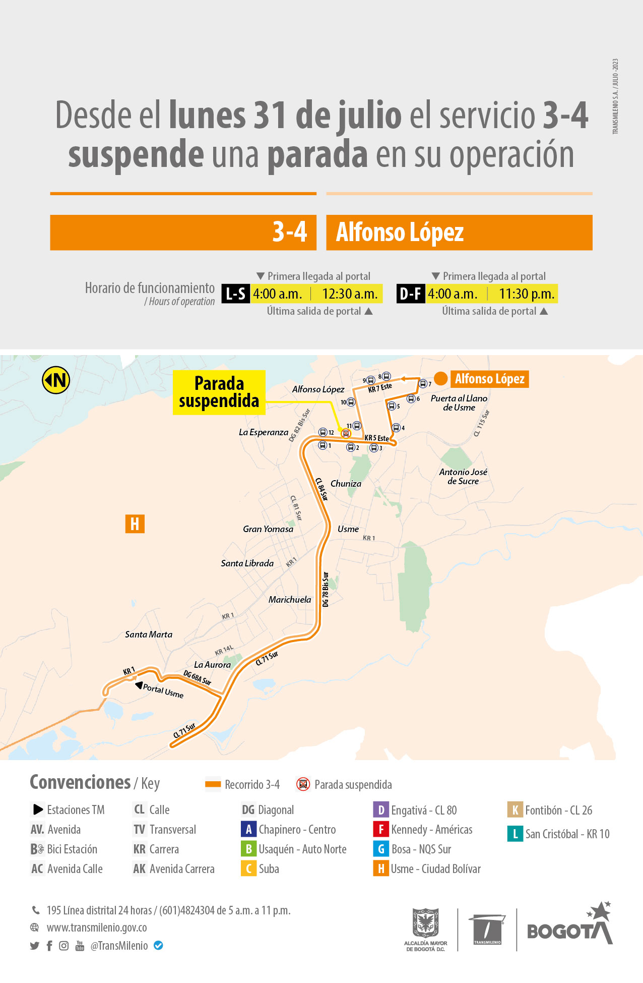 Servicio 3-4 Alfonso López suspende una de su paradas