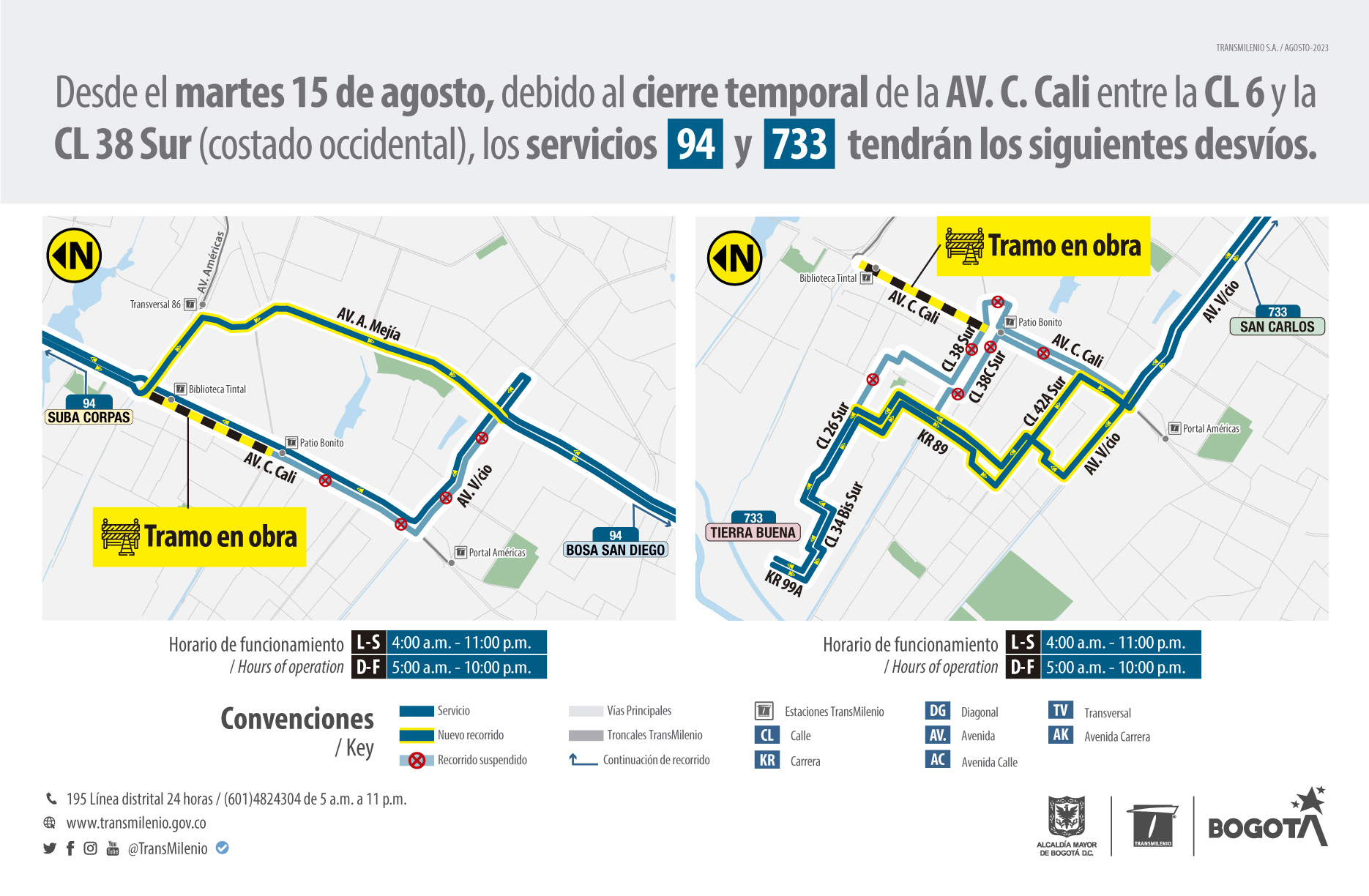 Servicios zonales como la ruta 94 y 733, tendrá otros desvíos